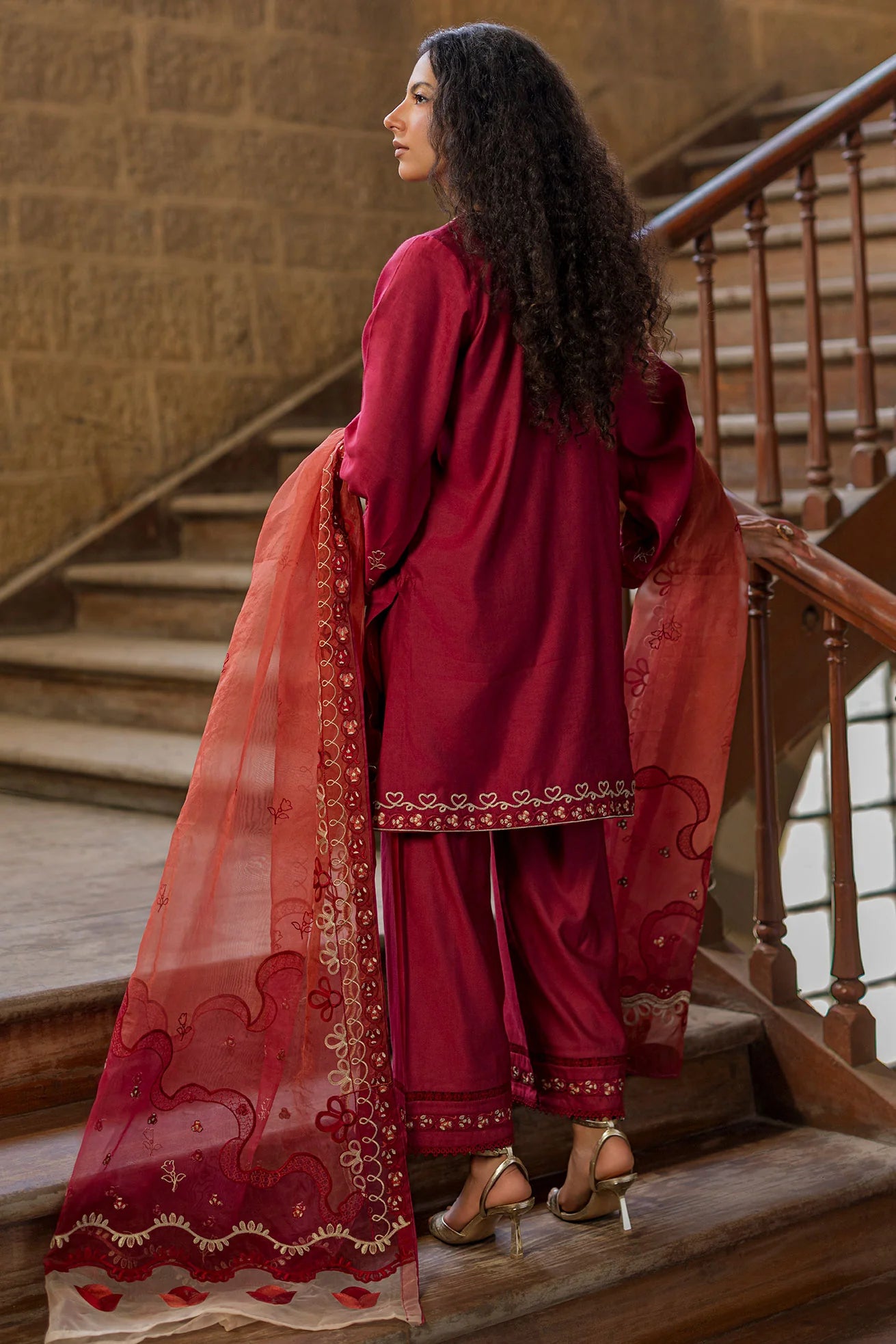 Dhanak 2Pc Embroidered Khaddi Silk Suit SS26DA-2918 MAROON