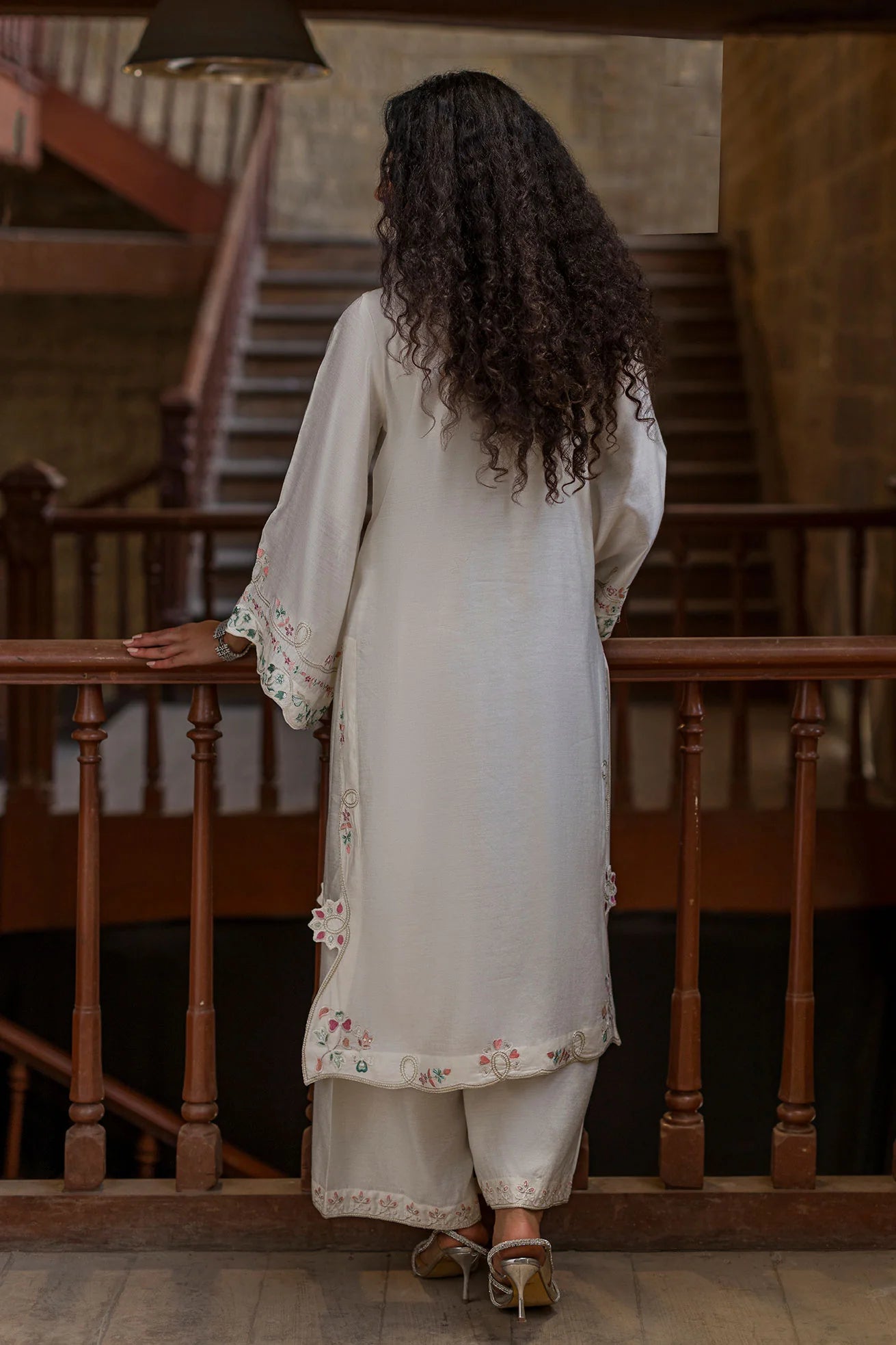 Dhanak 2Pc Embroidered Cotton Net Suit SS26DA-2921 OFF-WHITE