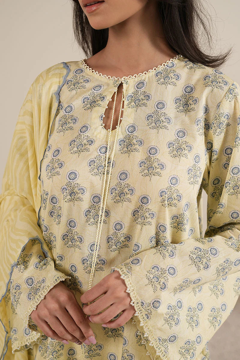 Cross Stitch 3Pc Printed Lawn Suit LEMON HAZE gulbuy.com