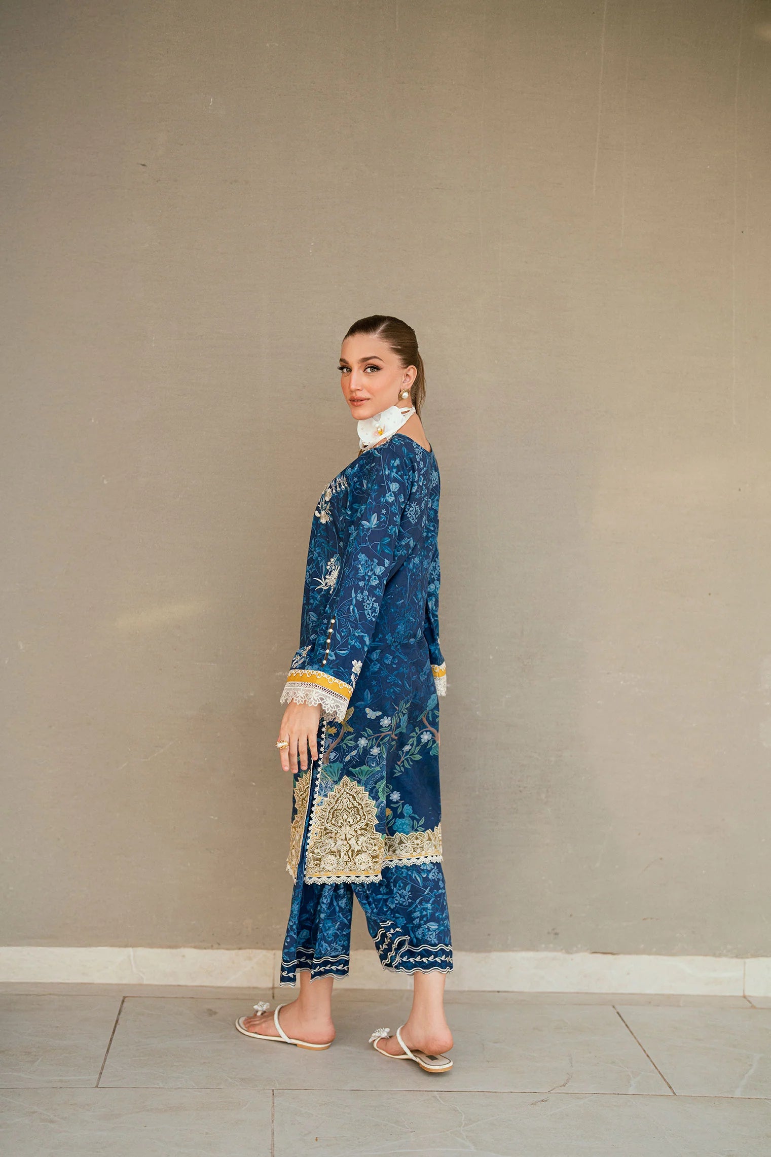 Dhanak 2Pc Embroidery Lawn Suit SS25DC-2538 NAVY BLUE gulbuy.com