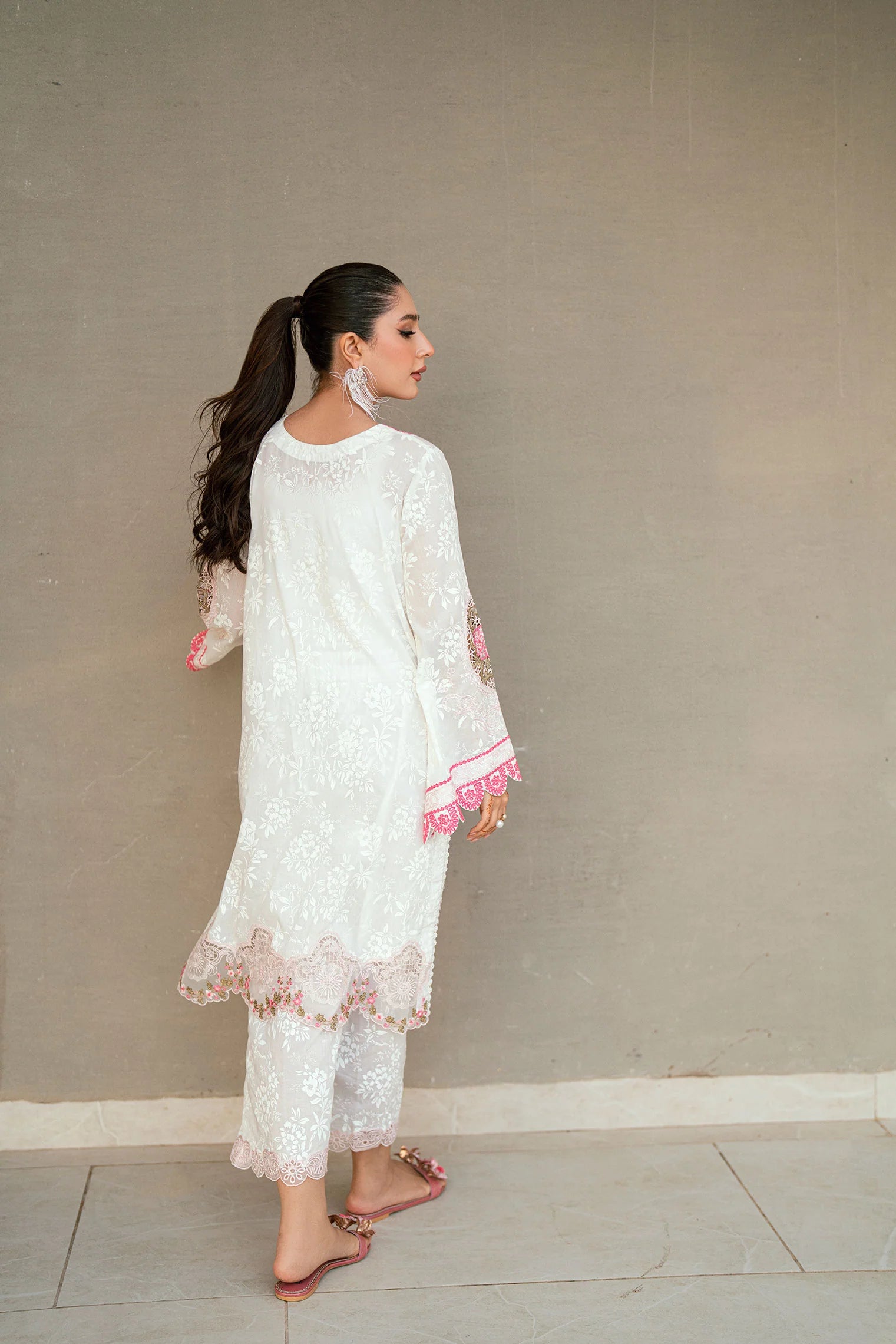 Dhanak 2Pc Embroidery Lawn Suit S25DC-2544 WHITE gulbuy.com