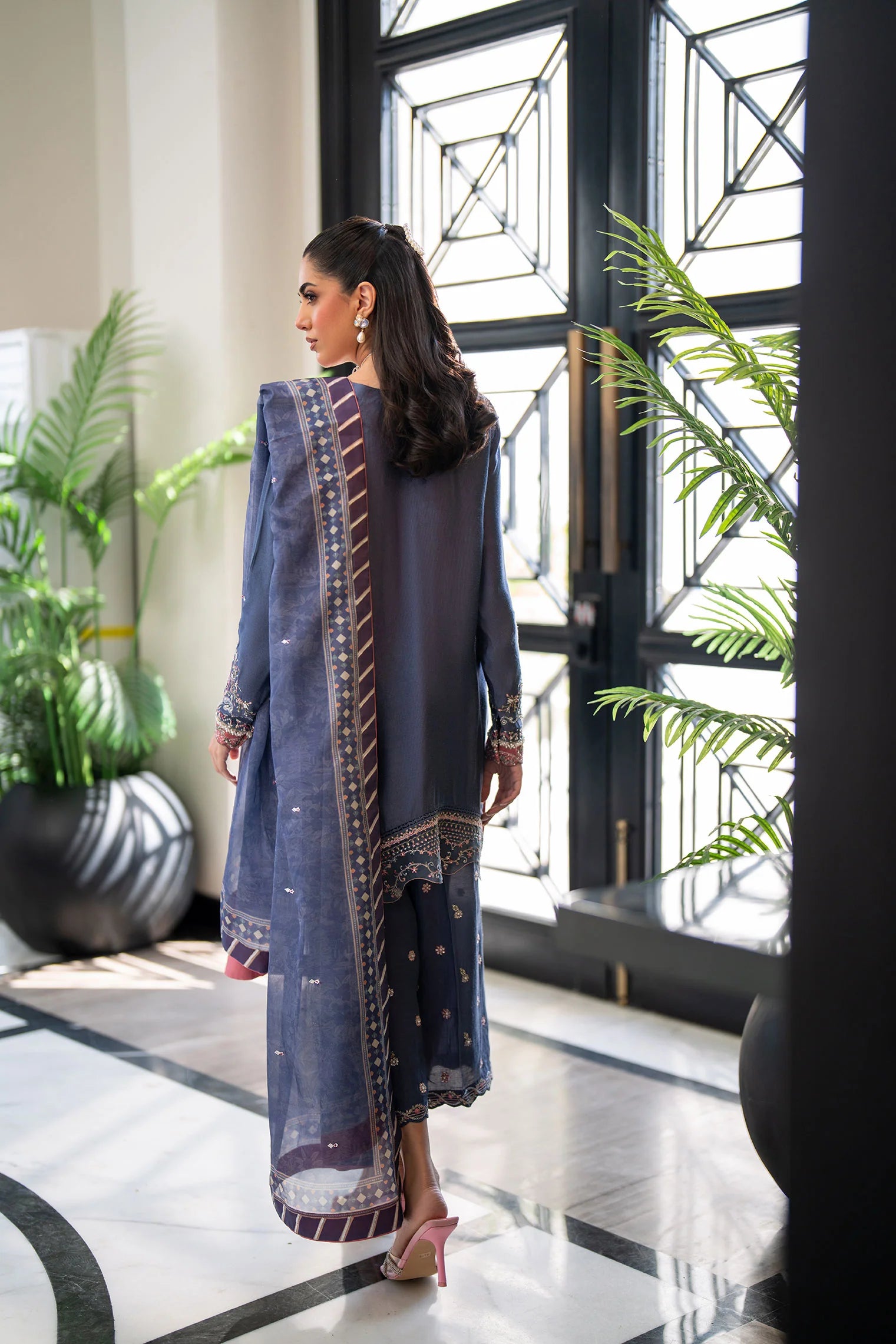 Dhanak 3Pc Embroidered Net Suit SS25DL-031 gulbuy.com