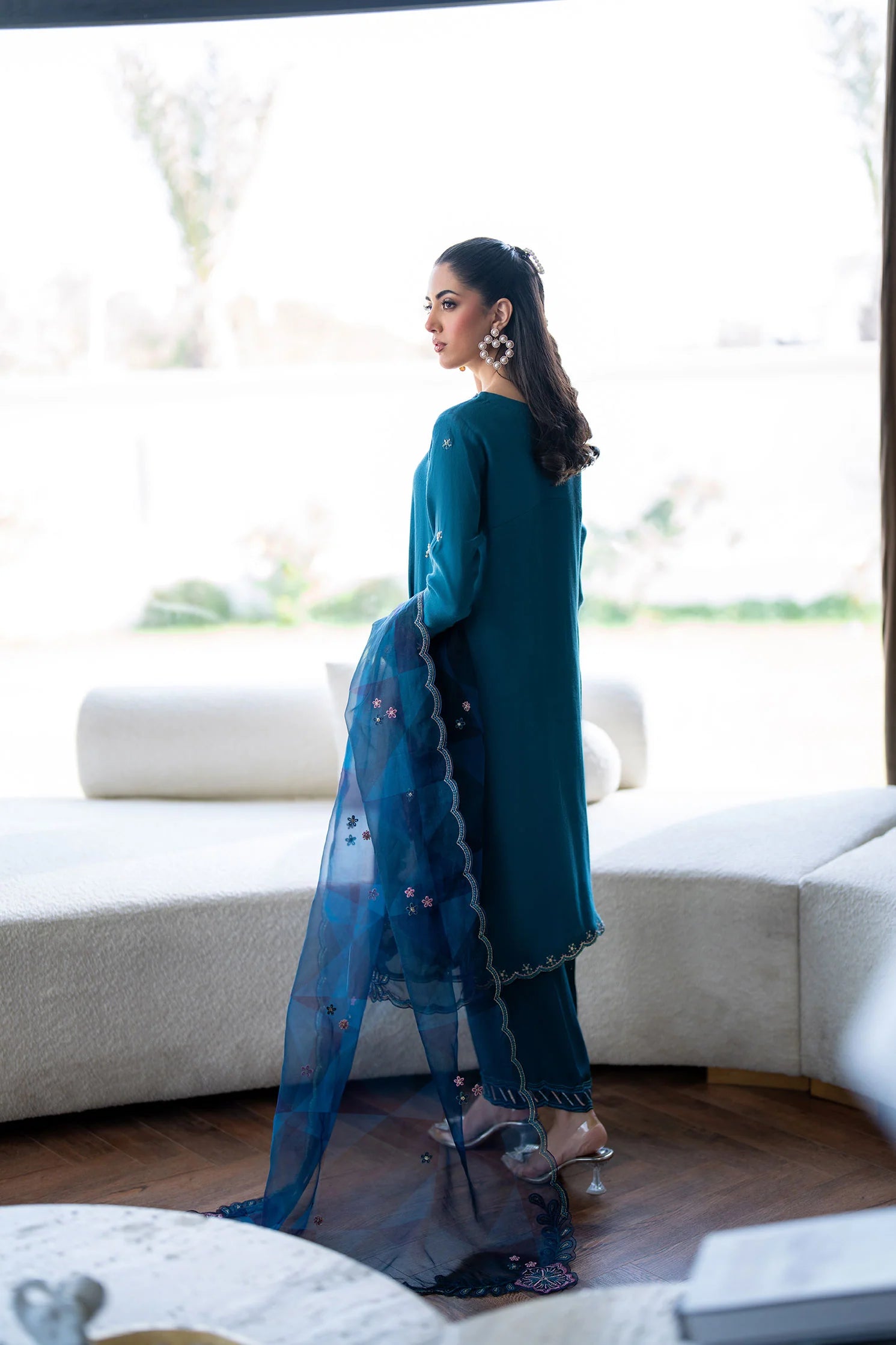 Dhanak 3Pc Embroidered Net Suit SS25DL-0315 gulbuy.com