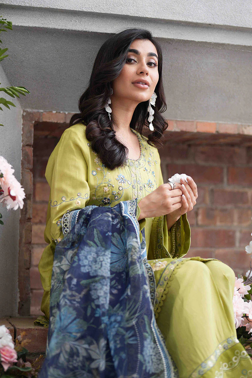 Dhanak 3Pc Embroidered Silk Suit SS25DL-0318 gulbuy.com