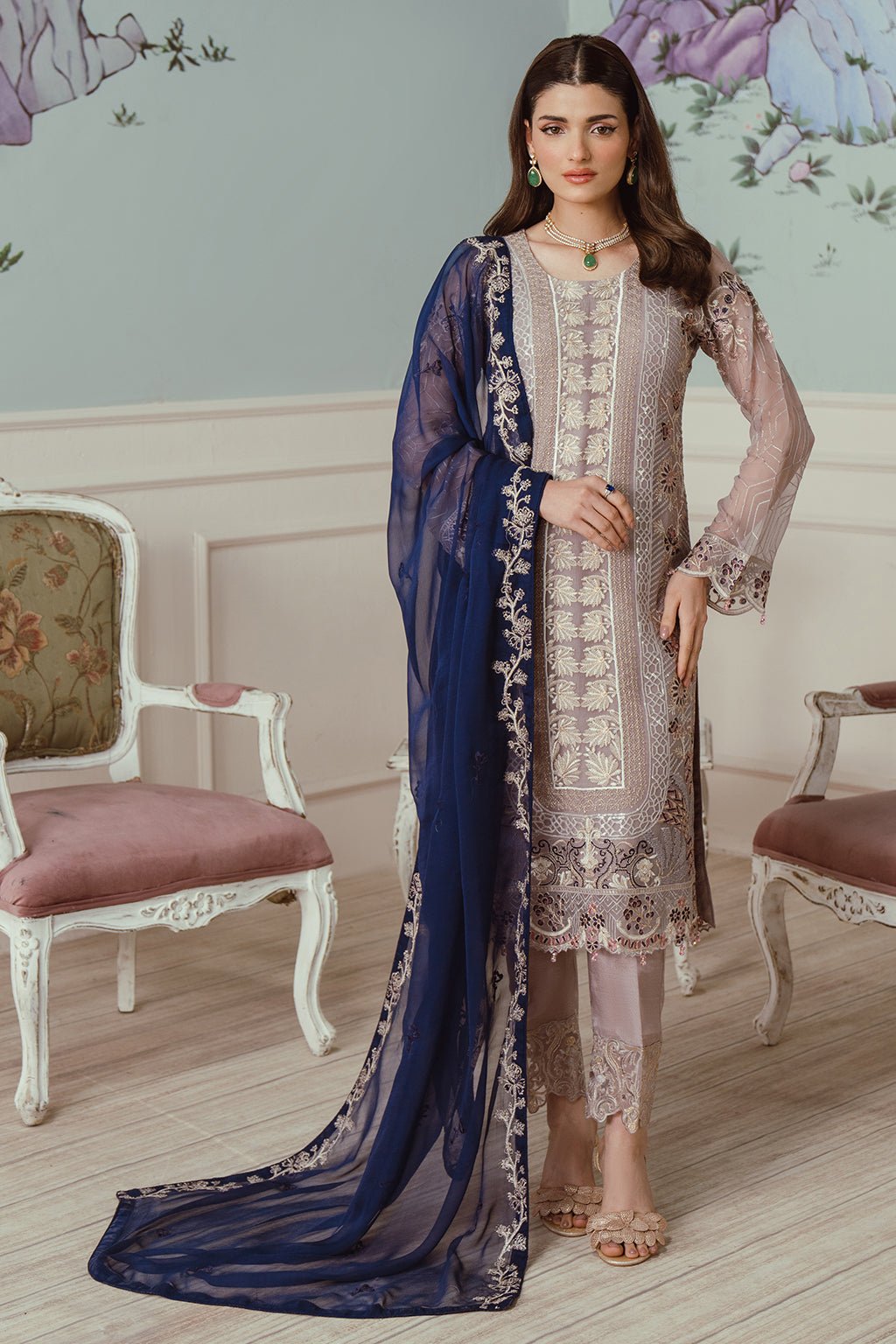 Ramsha 3 Piece Embroidered Chiffon Suit (F-2503)