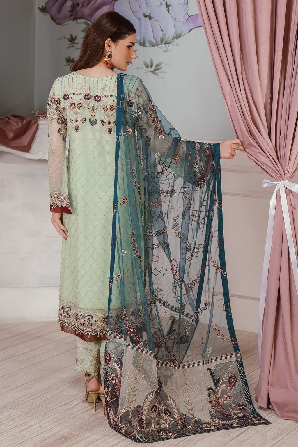 Ramsha 3 Piece Embroidered Chiffon Suit (F-2507) gulbuy.com