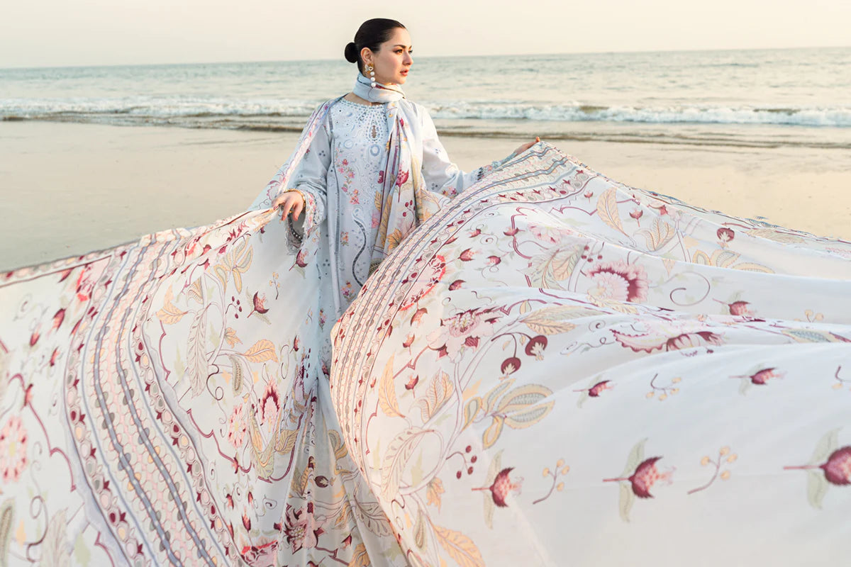Qalamkar 3Pc Embroidered Lawn Suit FK-02 ISABELLA gulbuy.com