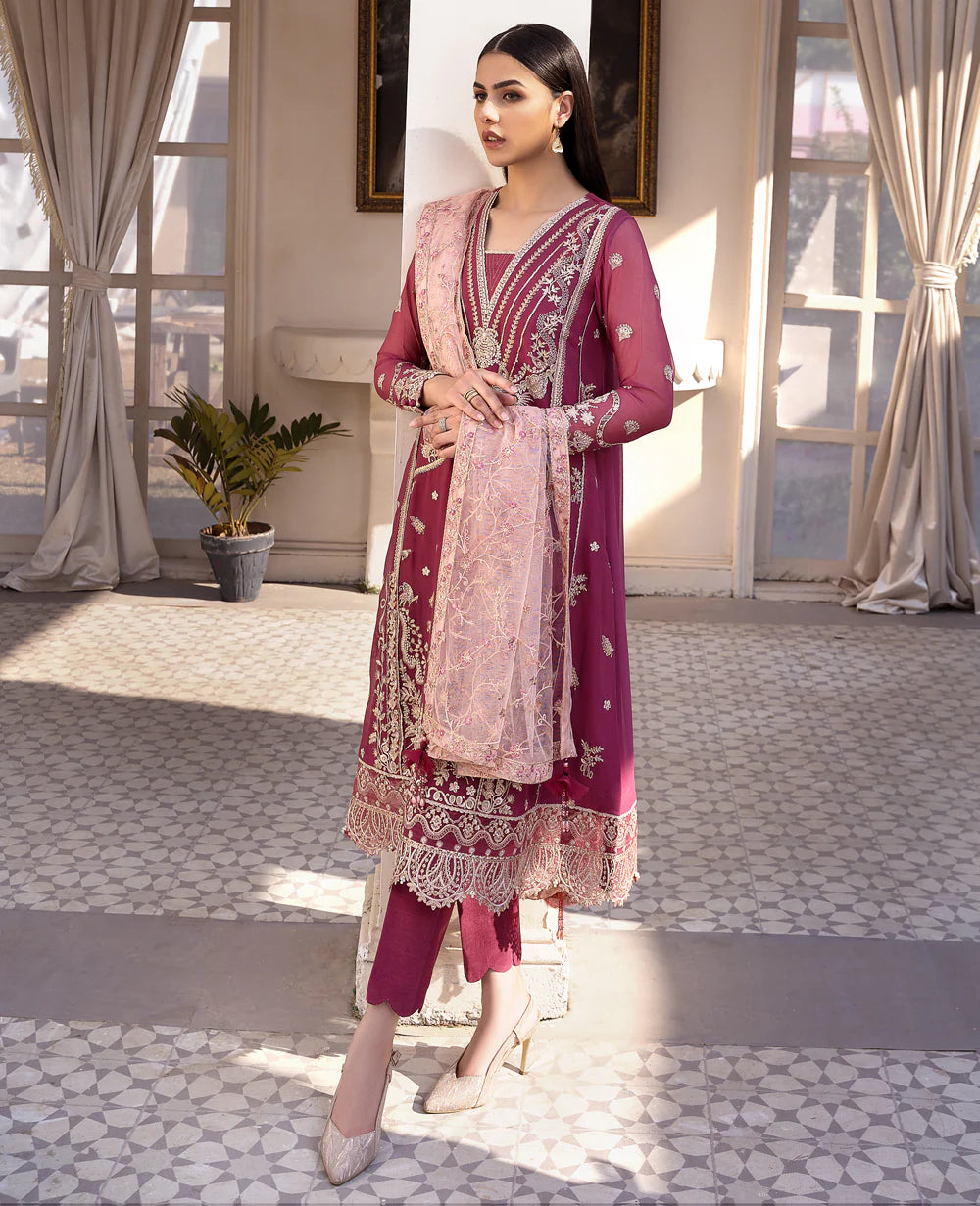 Xenia 3Pc Embroidered Chiffon Suit SAANVI gulbuy.com