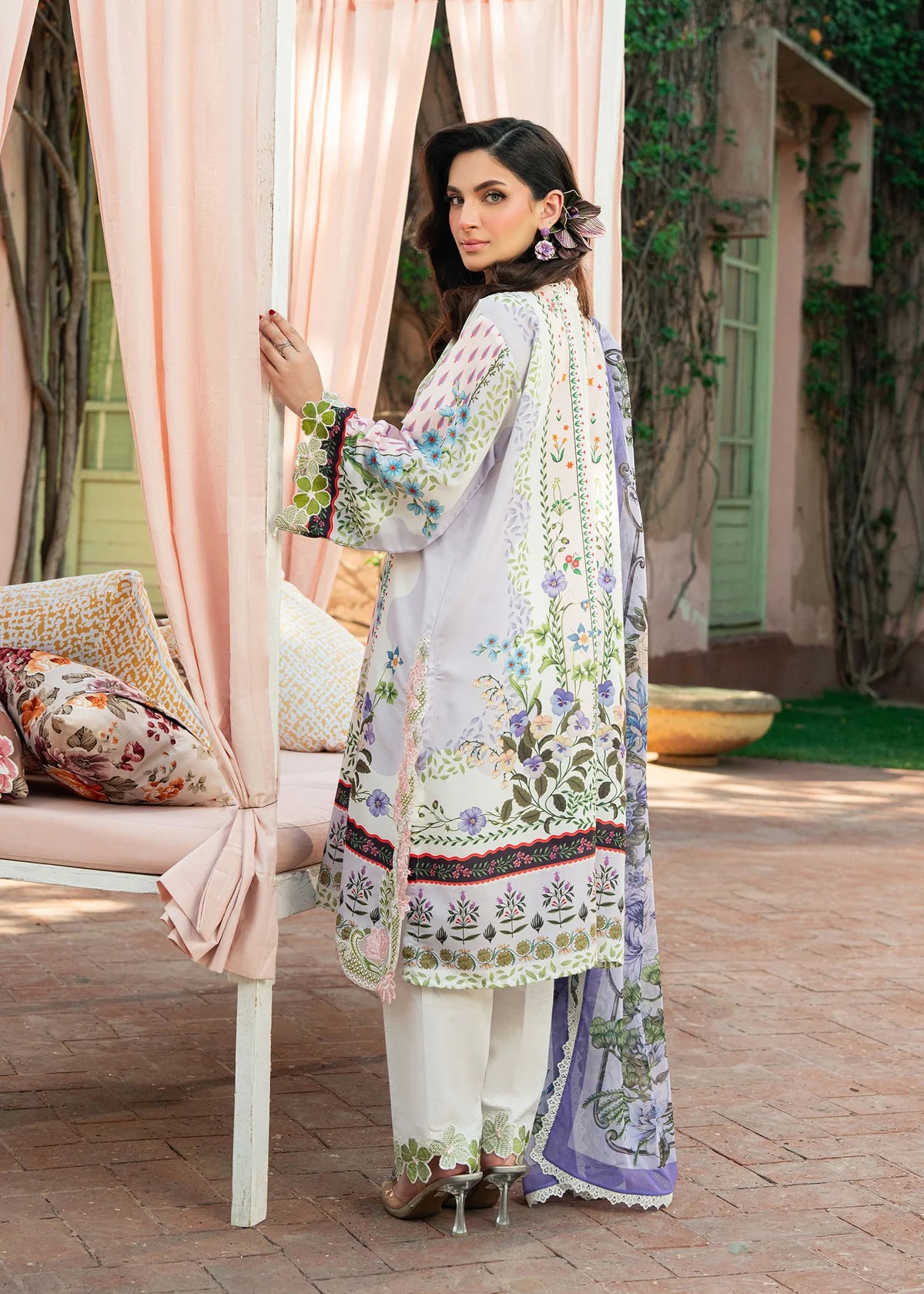 Sardinia 3PC Printed Lawn Suit LAVENDER LATTE gulbuy.com