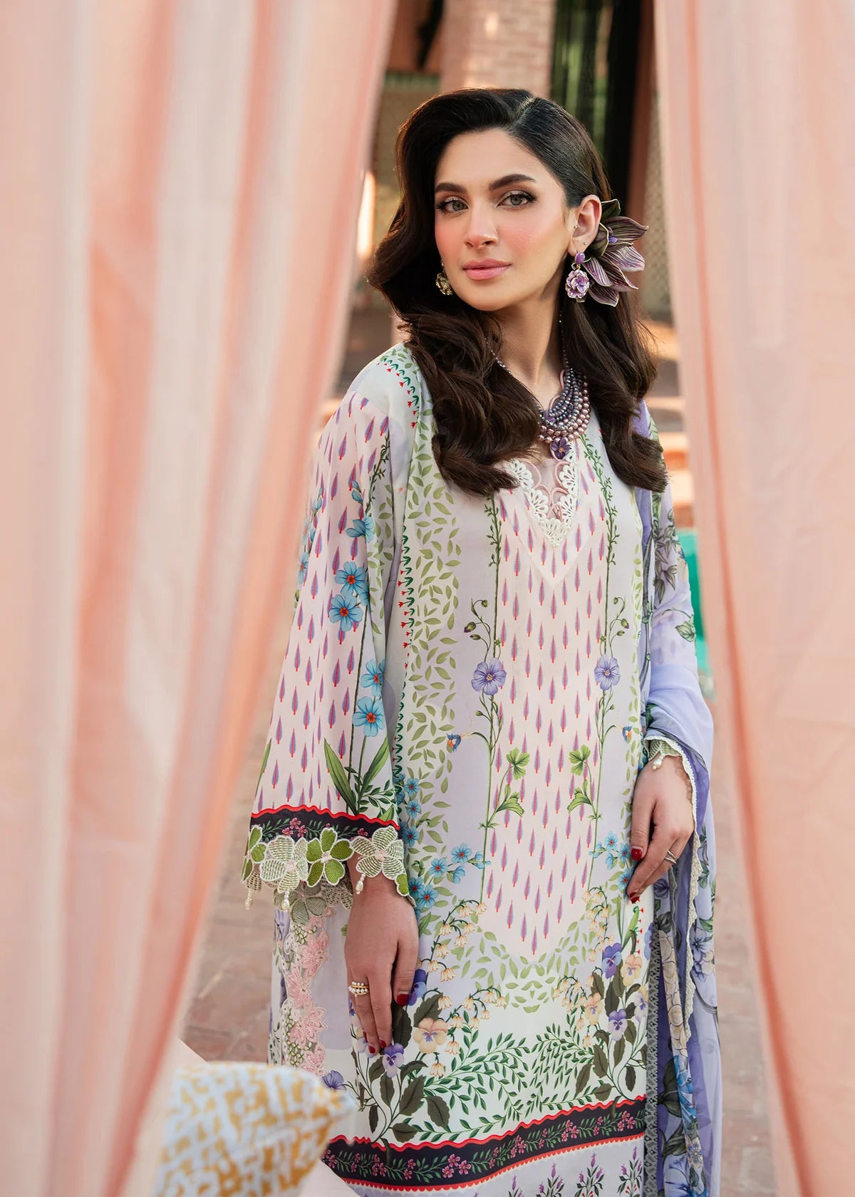Sardinia 3PC Printed Lawn Suit LAVENDER LATTE gulbuy.com