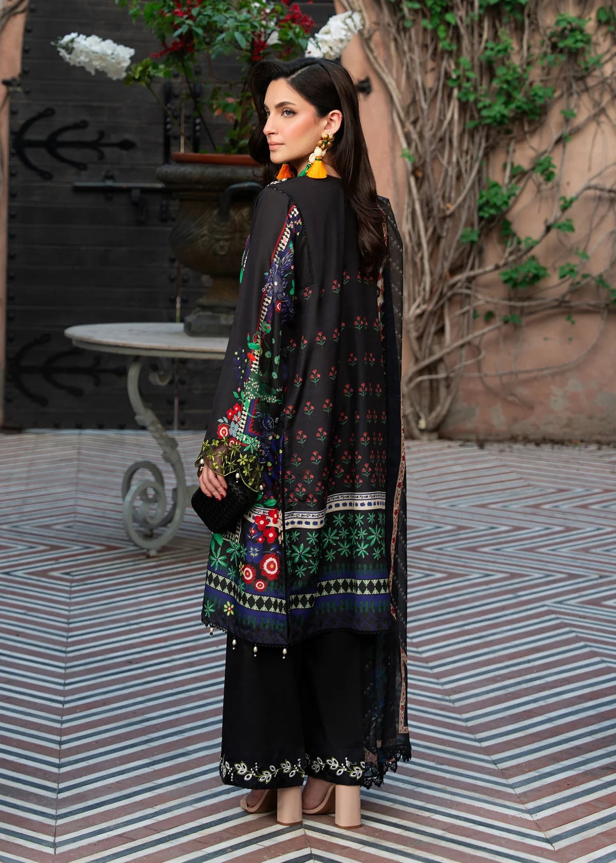 Sardinia 3PC Printed Lawn Suit ESPRESSO gulbuy.com