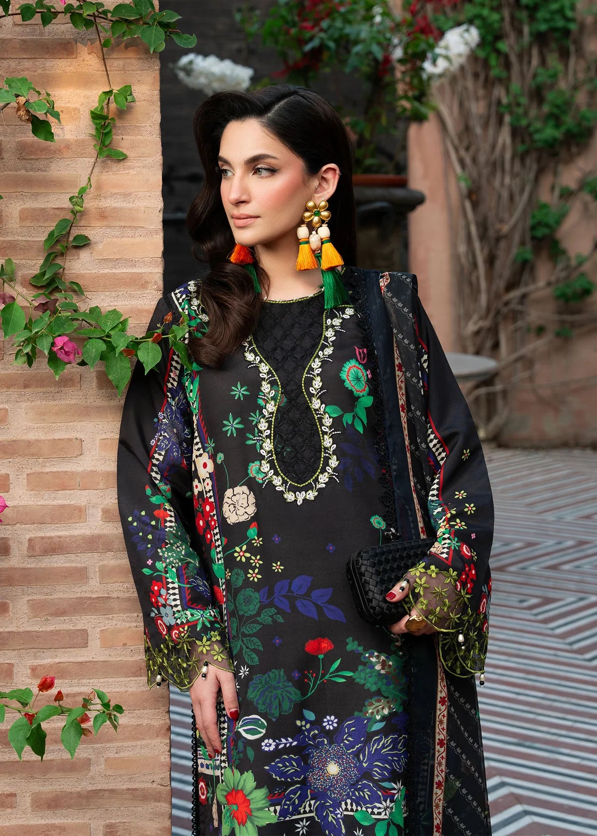 Sardinia 3PC Printed Lawn Suit ESPRESSO gulbuy.com
