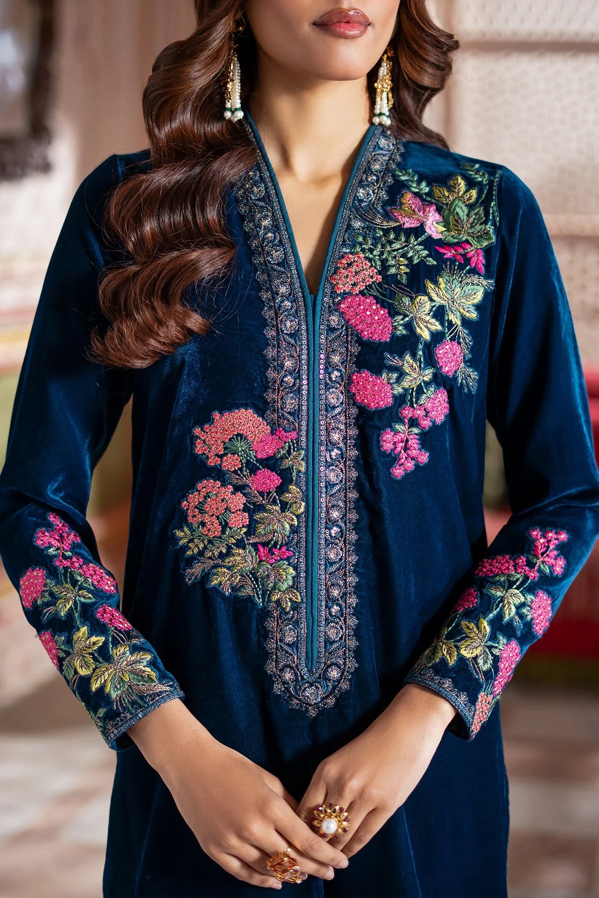 Charizma 3Pc Embroidered Velvet Suit CVT4-22 P gulbuy.com