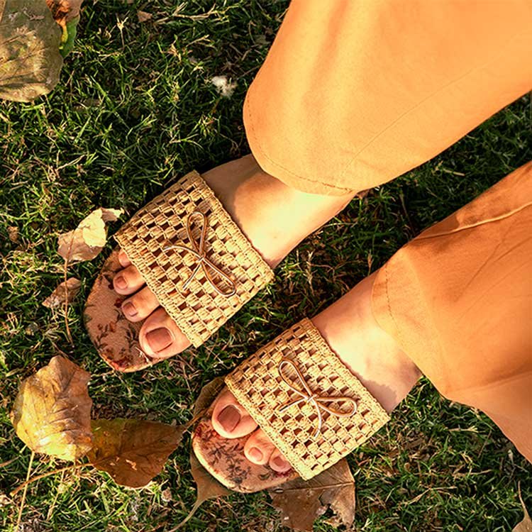 Dazzle Flat Slider Faux Leather Shoes Bowbelle gulbuy.com