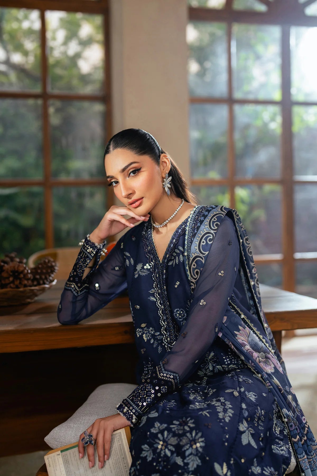 Xenia 3Pc Embroidered Chiffon Suit VERENA gulbuy.com