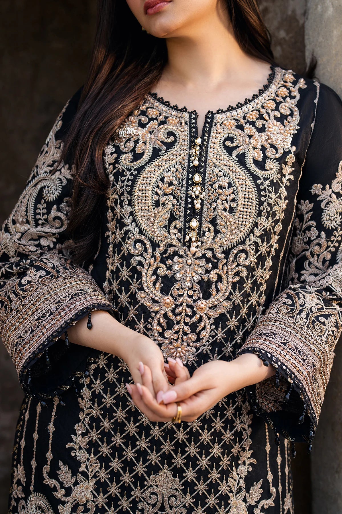 Imrozia 3Pc Embroidered Organza Suit I-222 AQIQ gulbuy.com