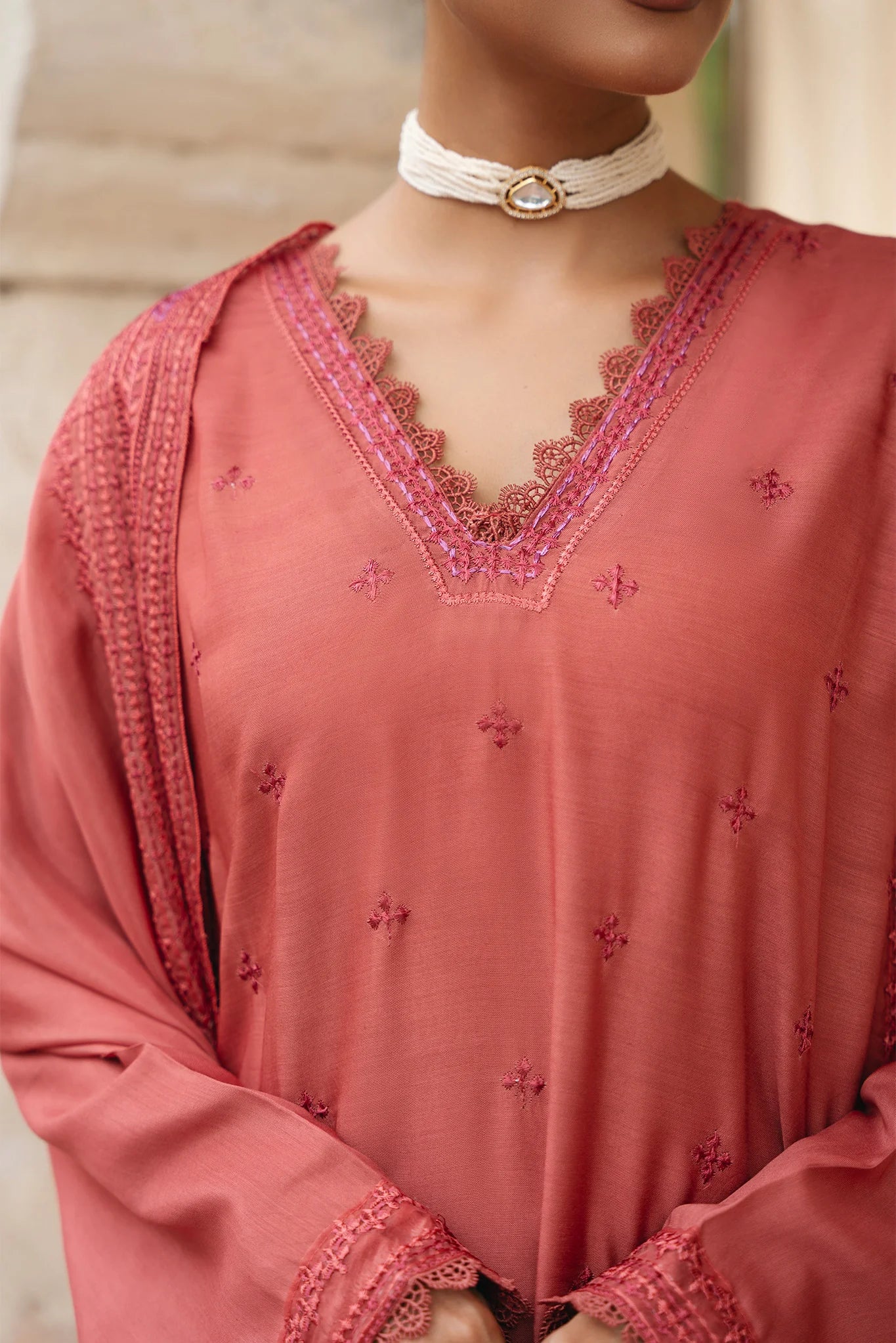 Mannat 3Pc Embroidered Raw Silk Suit Emery gulbuy.com