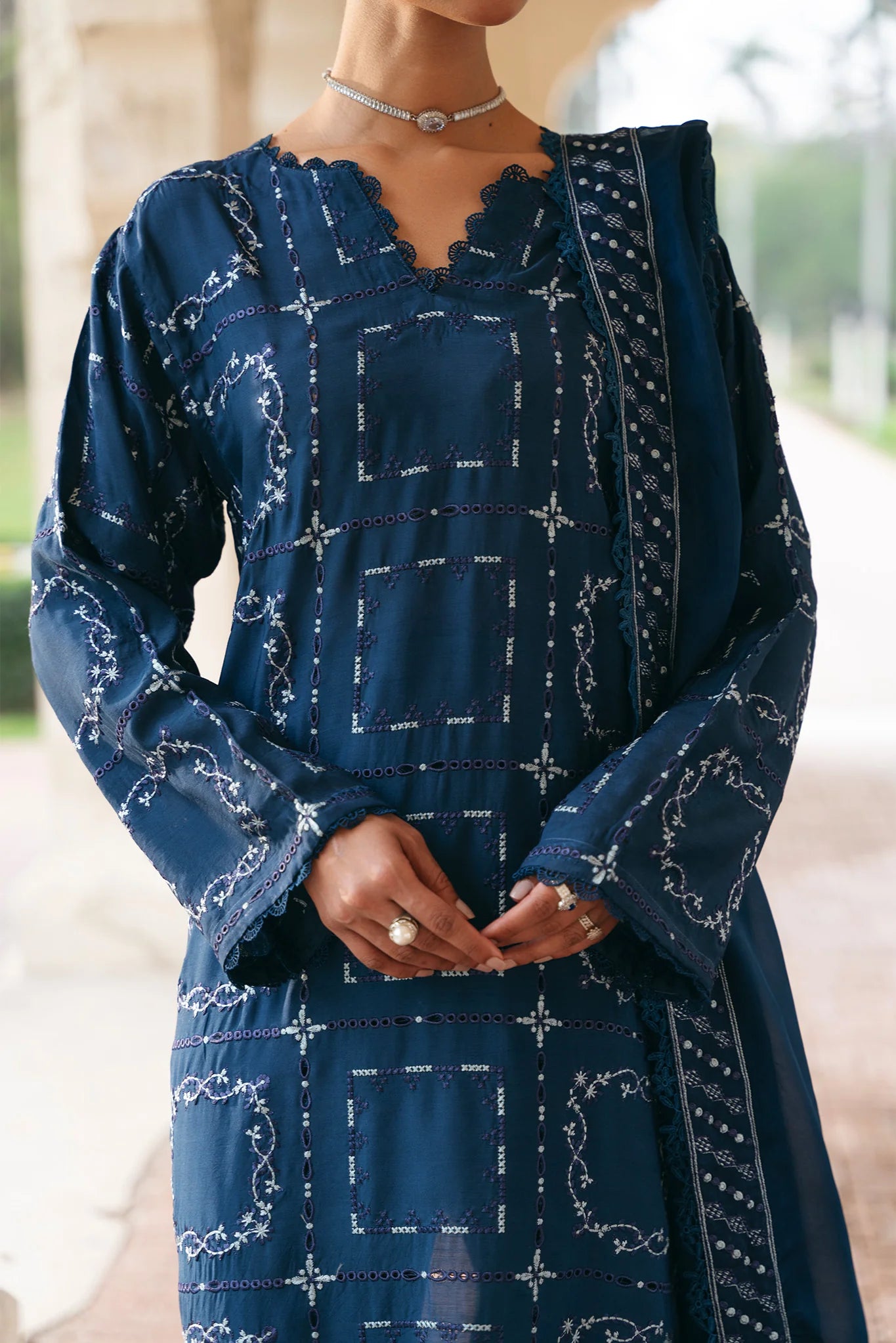 Mannat 3Pc Embroidered Raw Silk Suit Azlin gulbuy.com