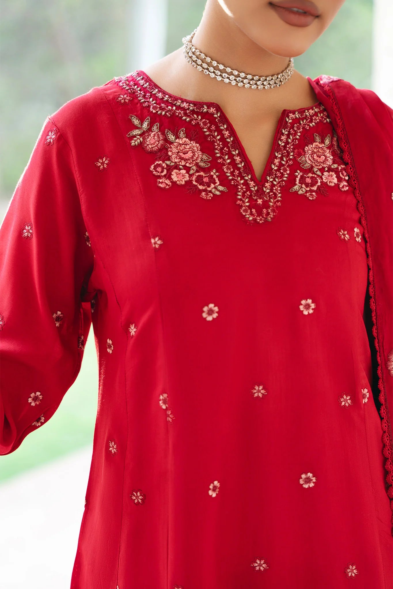 Mannat 3Pc Embroidered Raw Silk Suit Aspen gulbuy.com