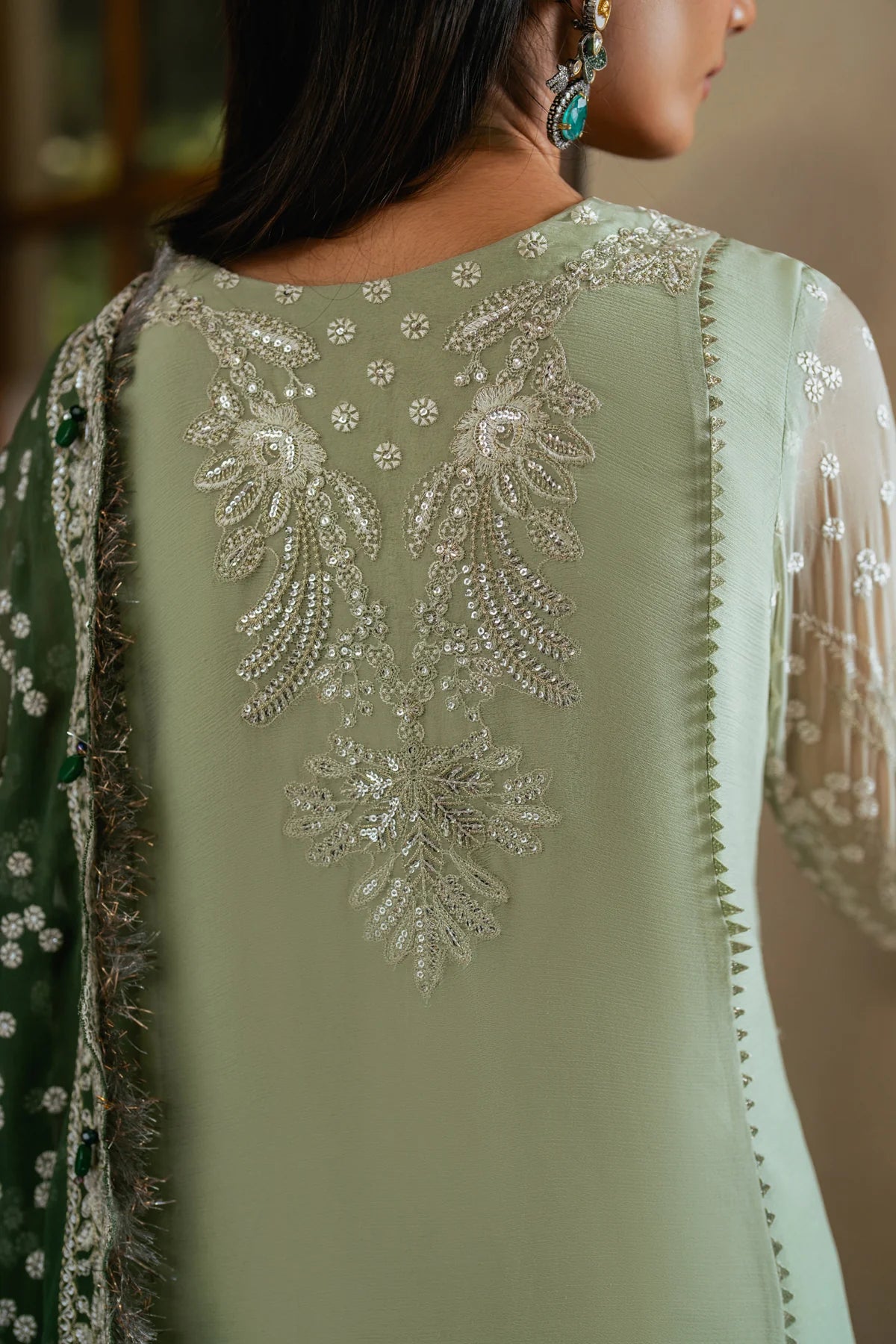 Xenia 3Pc Embroidered Chiffon Suit VERDURA gulbuy.com