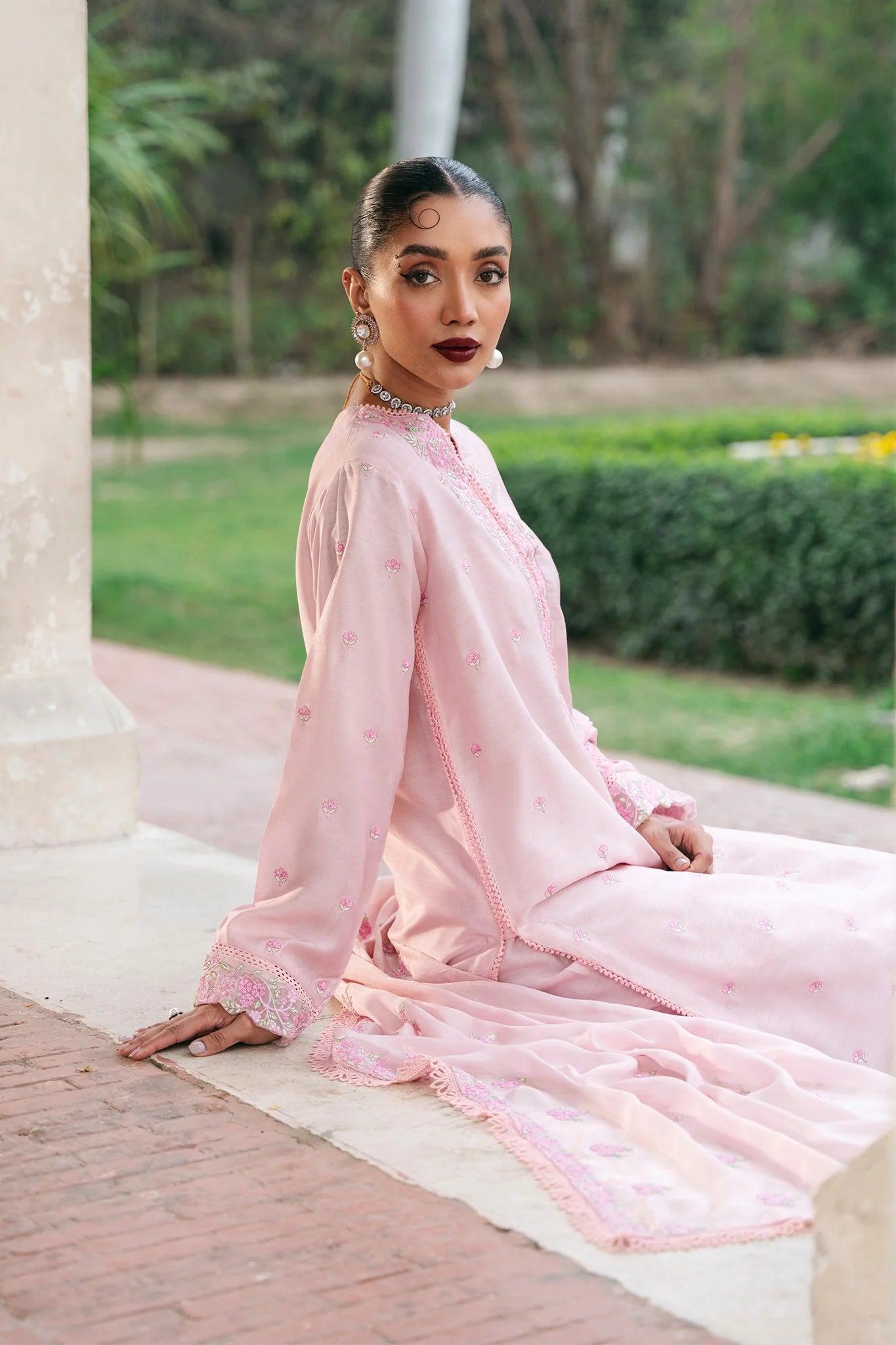 Mannat 3Pc Embroidered Raw Silk Suit Luna gulbuy.com