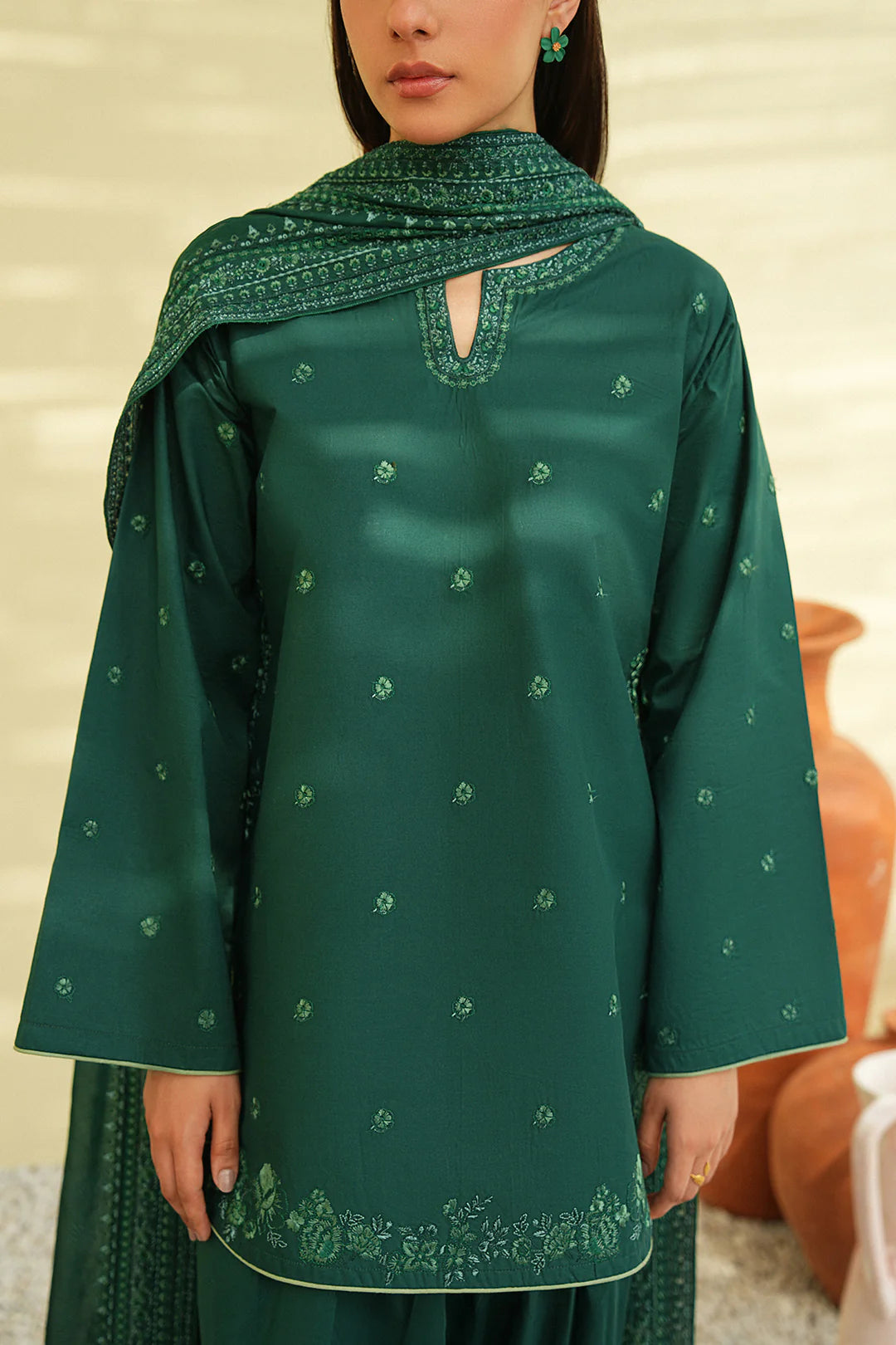 Mannat 3Pc Embriodered Lawn Suit Meadow gulbuy.com