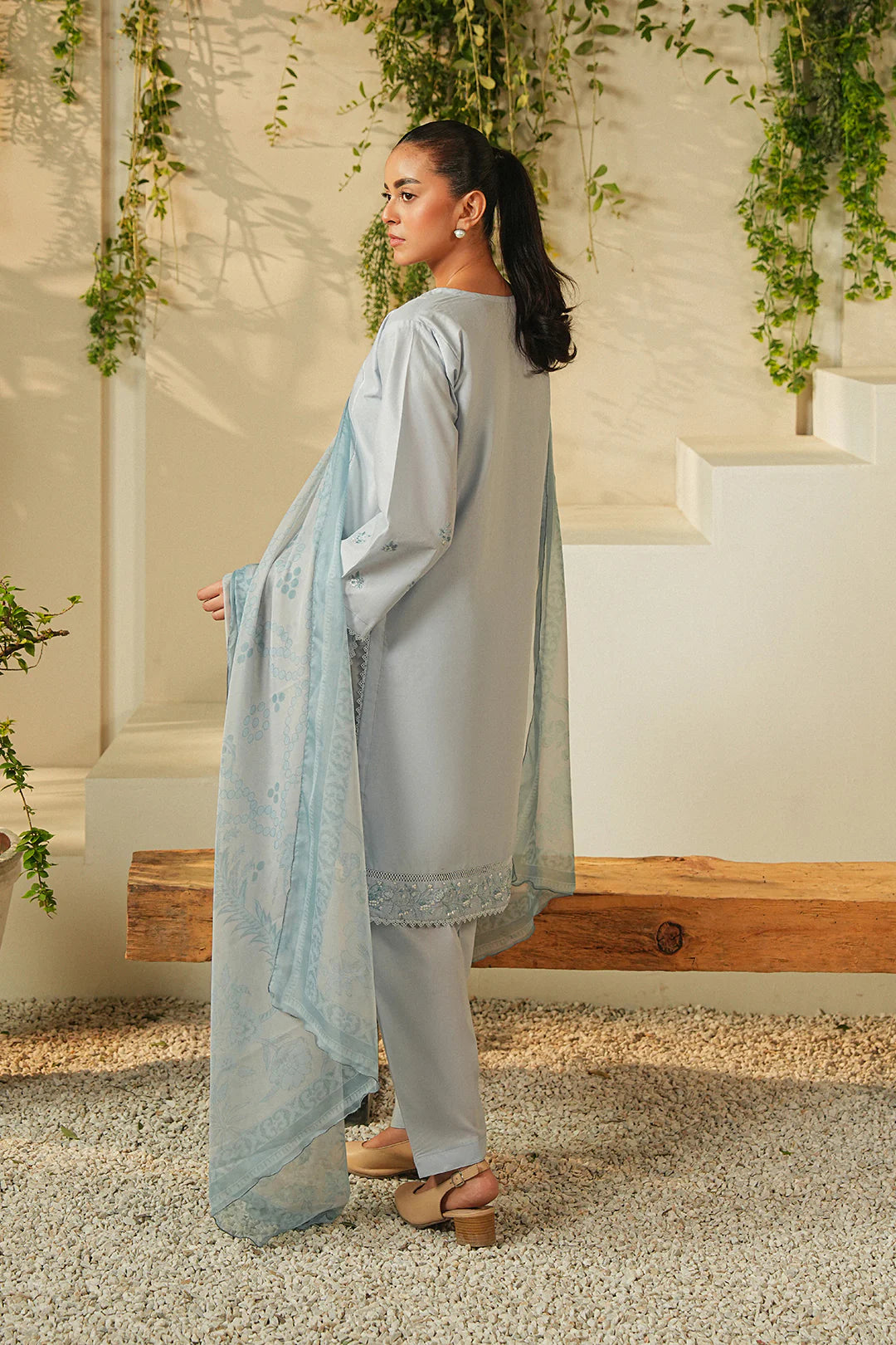 Mannat 3Pc Embroidered Lawn Suit Celestial gulbuy.com