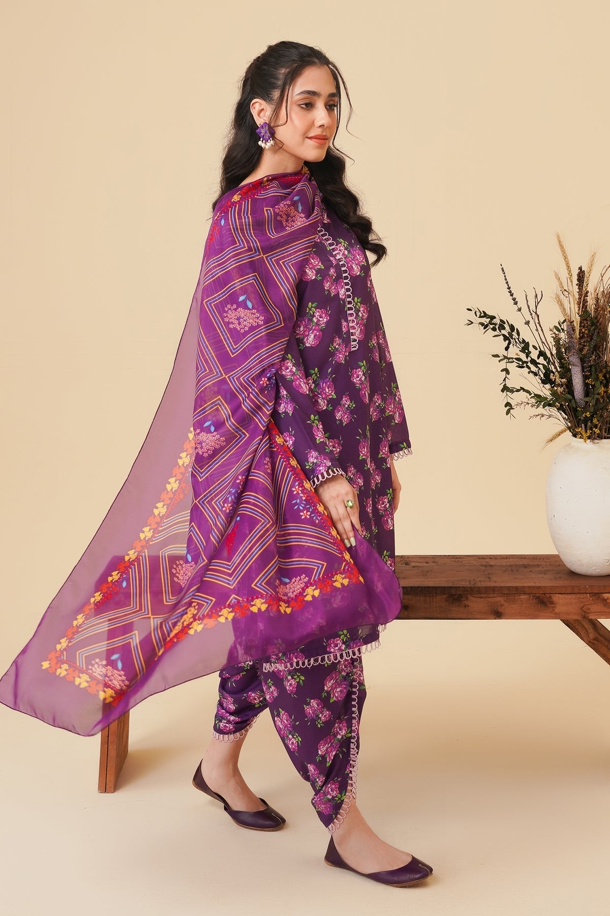 MANNAT 3PC LAWN SILK SUIT (BREEZE)