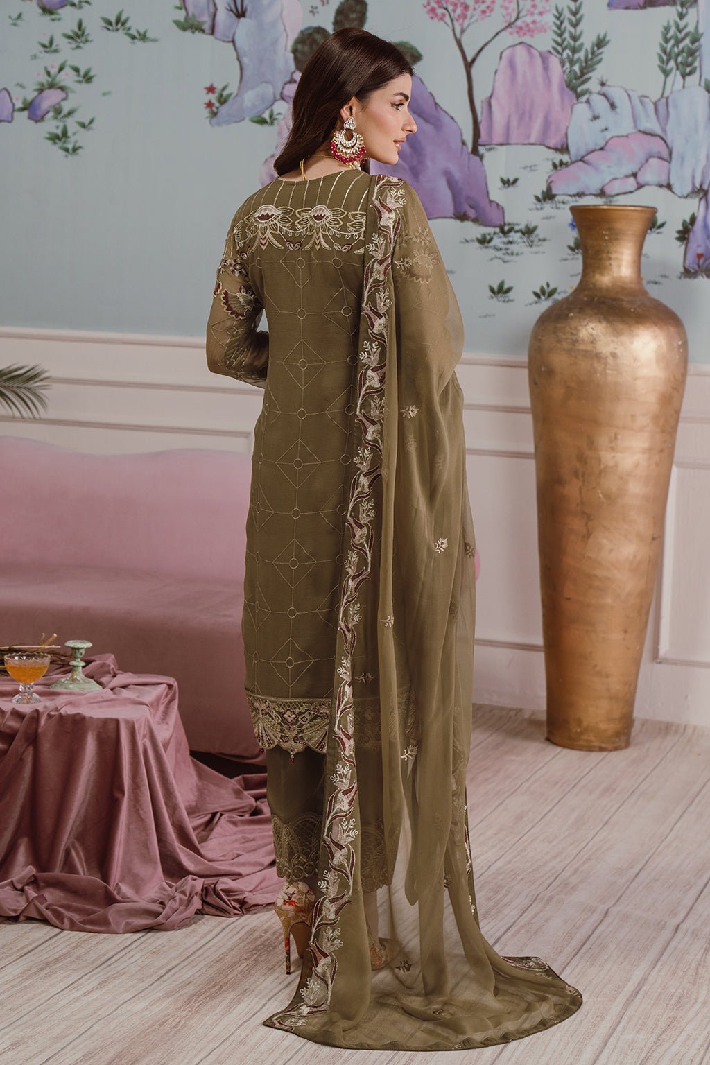 Ramsha 3 Piece Embroidered Chiffon Suit (F-2510)