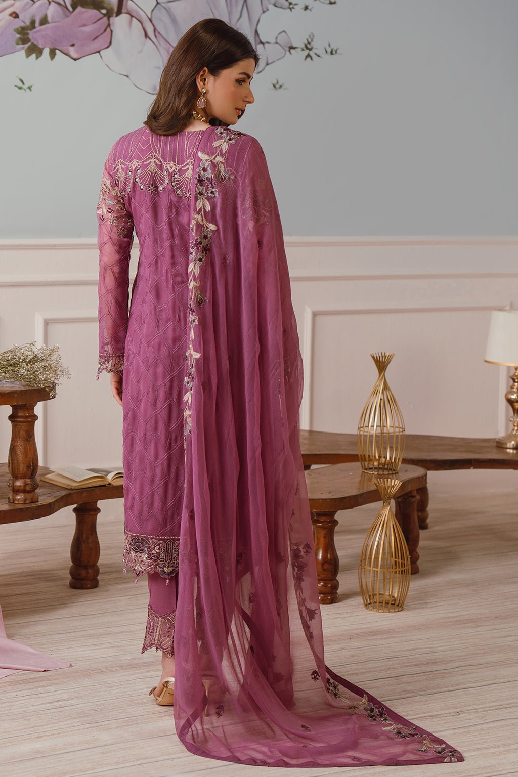 Ramsha 3 Piece Embroidered Chiffon Suit (F-2509) gulbuy.com