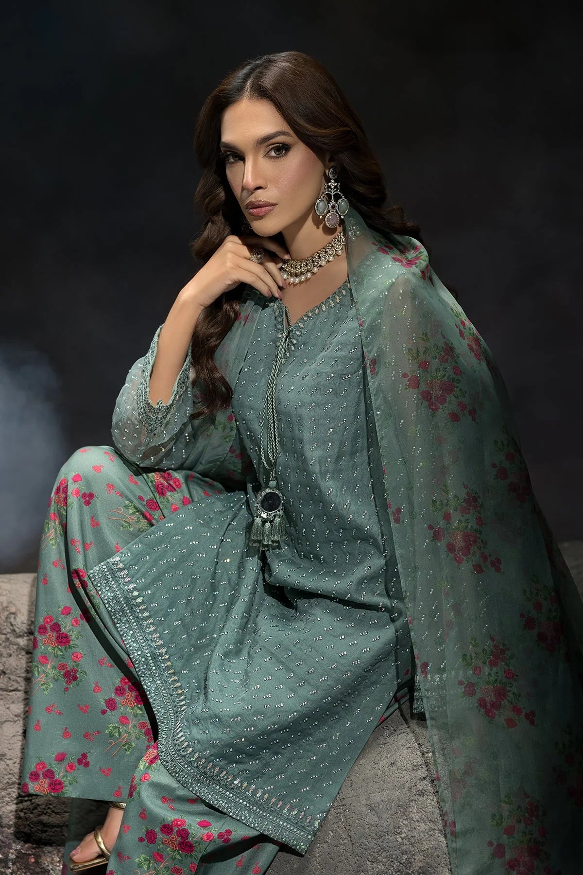 Charizma 3Pc Embroidered Organza Suit CMA-4-102 gulbuy.com
