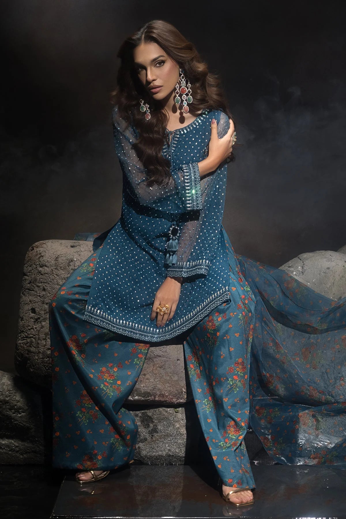 Charizma 3Pc Embroidered Raw Silk Suit CMA-4-104 gulbuy.com