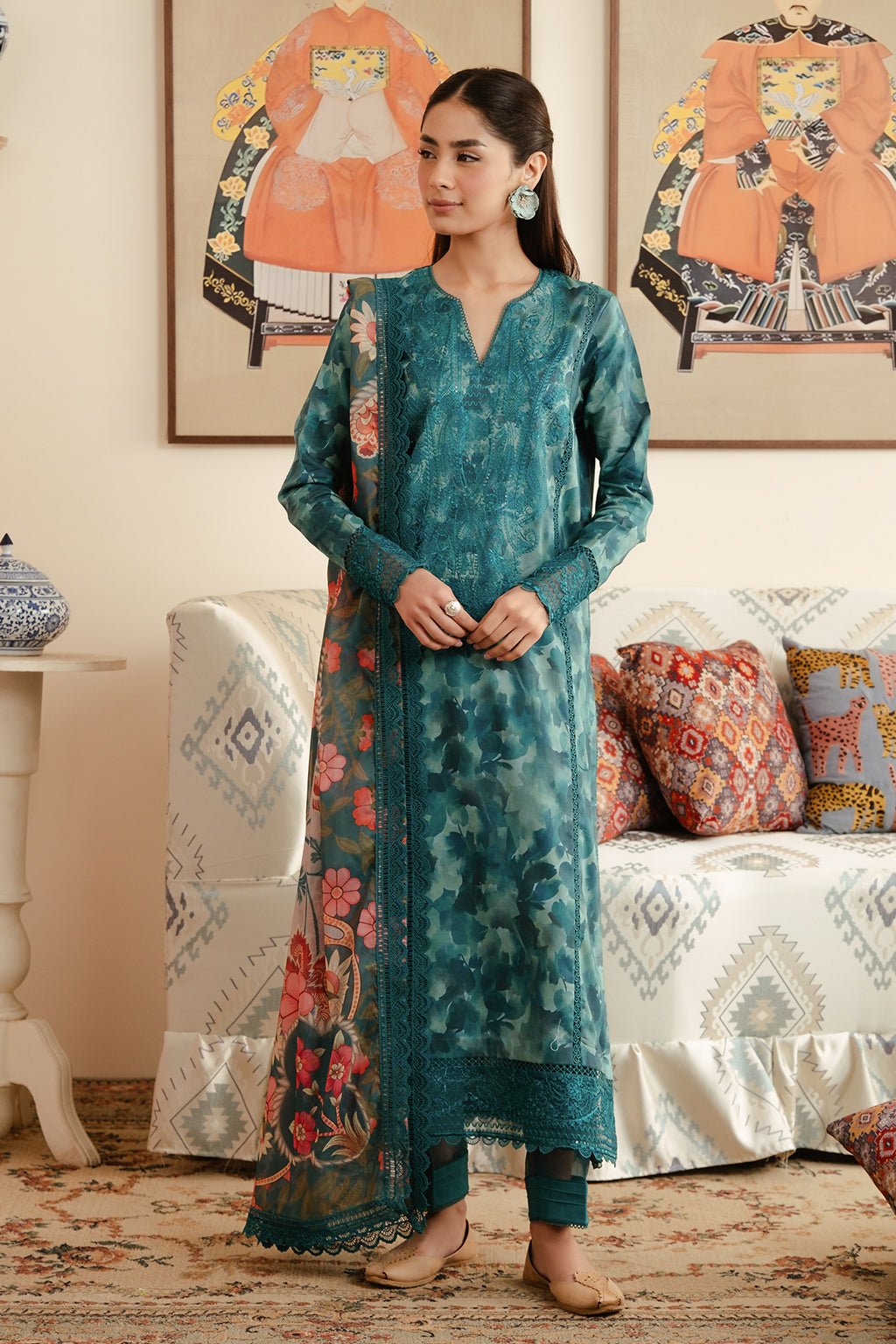 AFROZEH 3PC EMBROIDERED LAWN SUIT (681-Ceila-MALINA)
