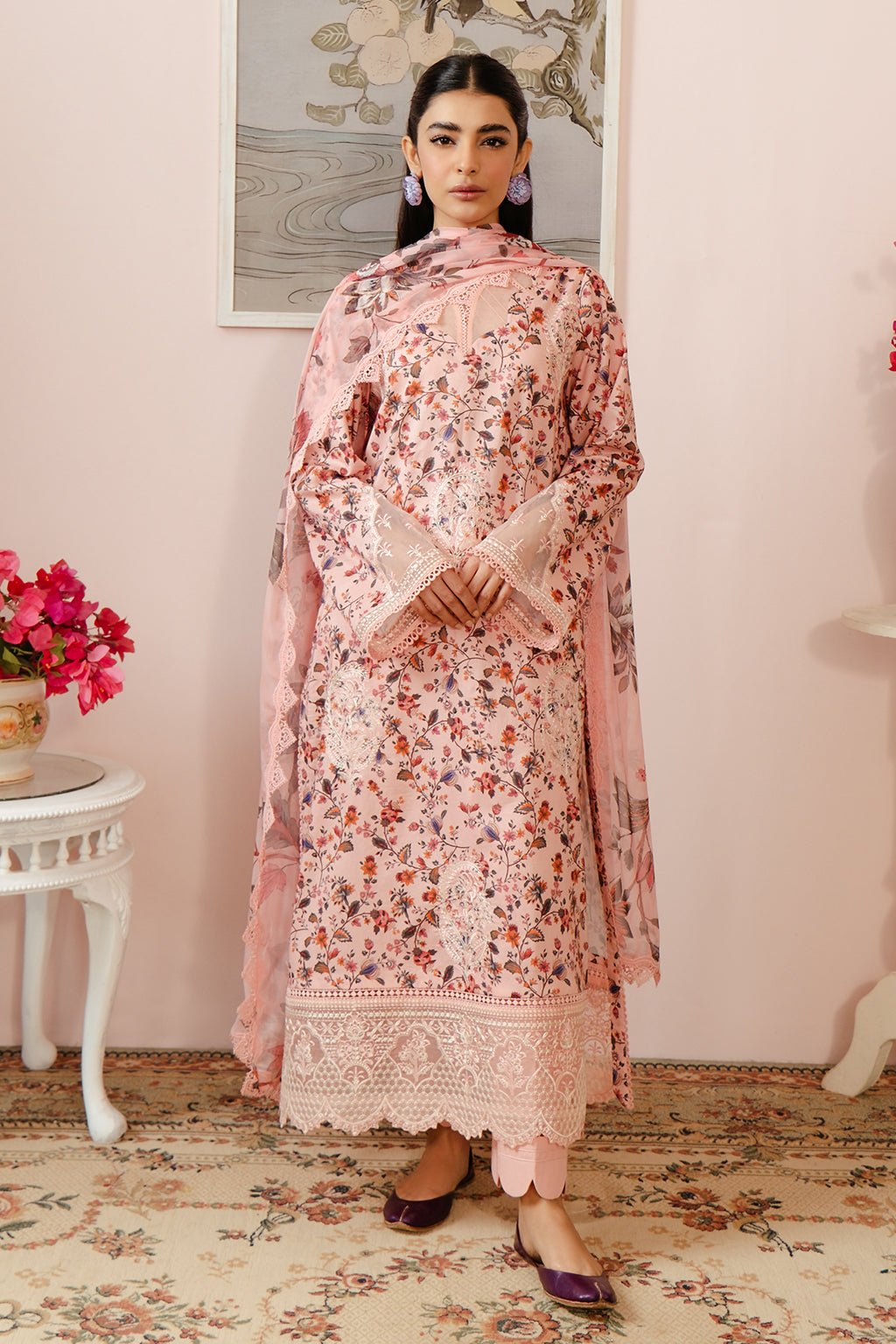 AFROZEH 3PC EMBROIDERED LAWN SUIT (682-Calen-MALINA)