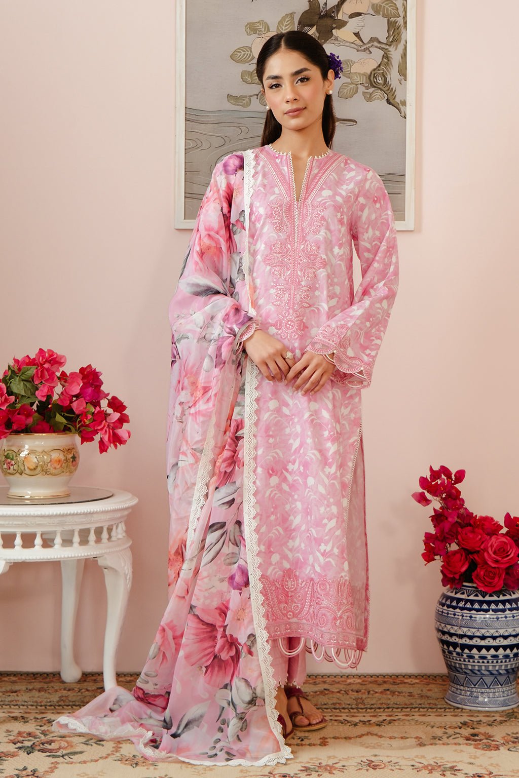 AFROZEH 3PC EMBROIDERED LAWN SUIT (683-Ezva-MALINA)