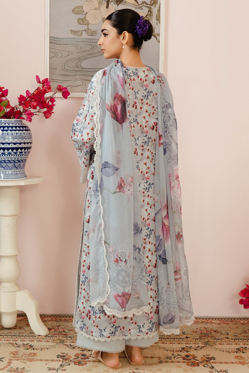 AFROZEH 3PC EMBROIDERED LAWN SUIT (684-Evora-MALINA)