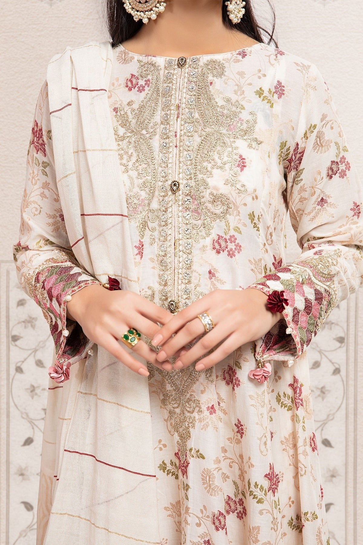 Maria B 3Pc Embroidered Lawn Suit DW-EA23-06R1 gulbuy.com