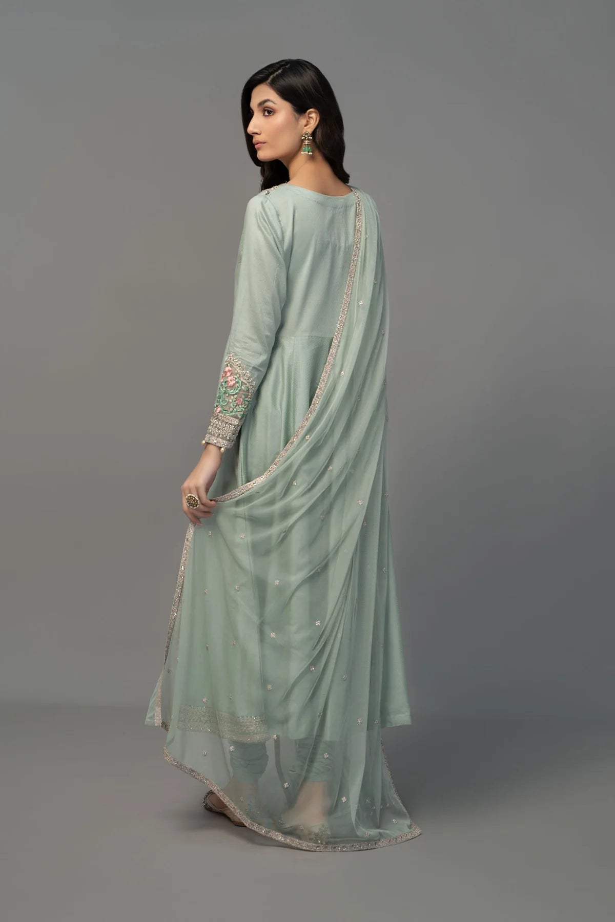 Maria B 3Pc Embroidered Net Suit DW-EF23-38R1 gulbuy.com