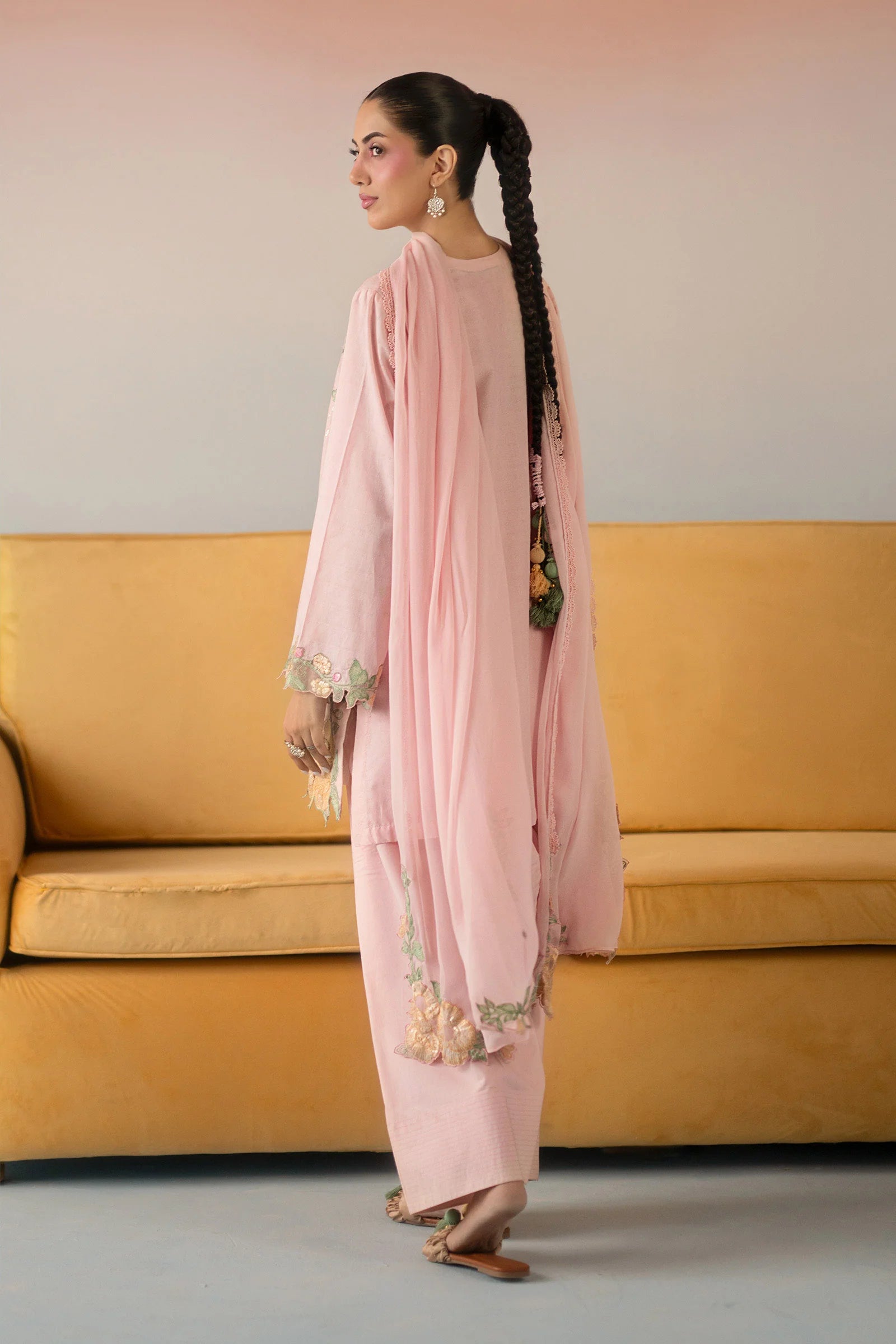 Maria B 3Pc Embroidered Lawn Suit DW-PF26-20-Light Pink