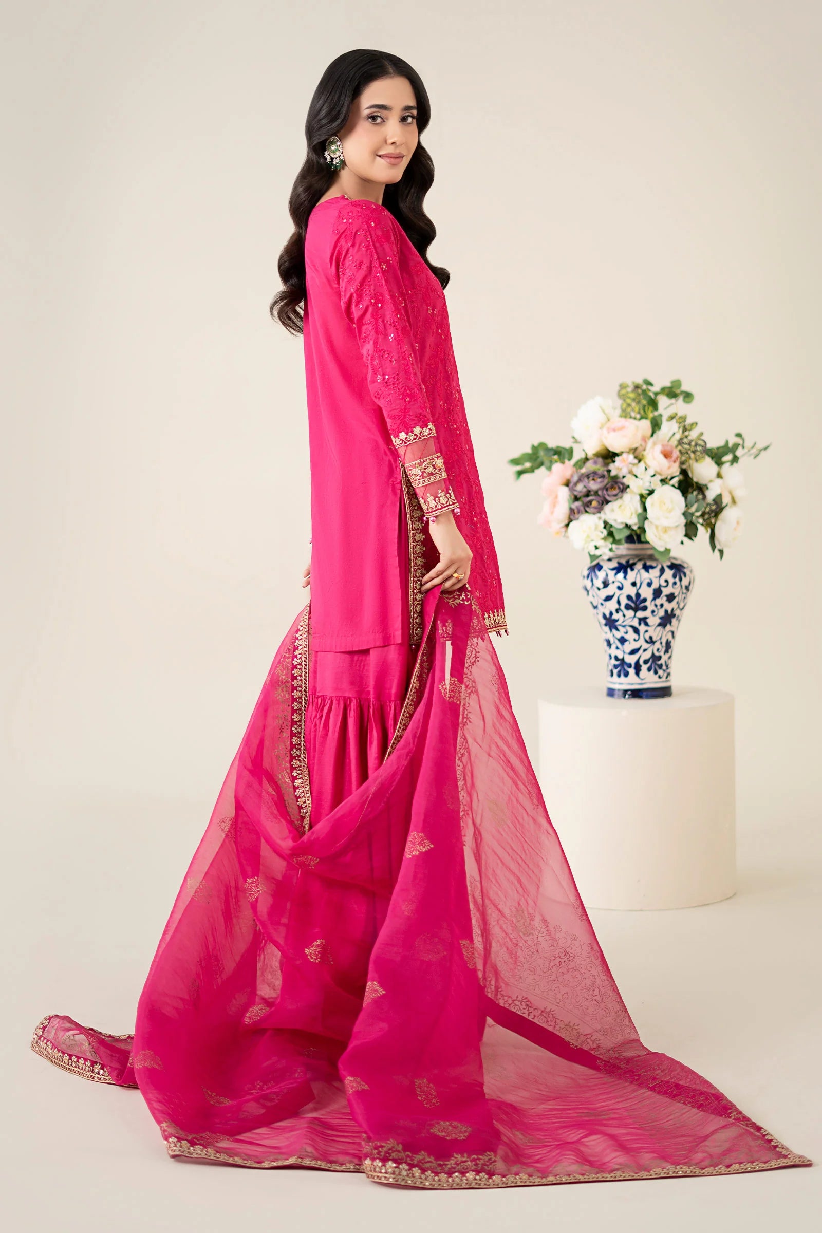 Maria B 3Pc Embroidered Lawn Suit DW-EA25-11 Pink gulbuy.com