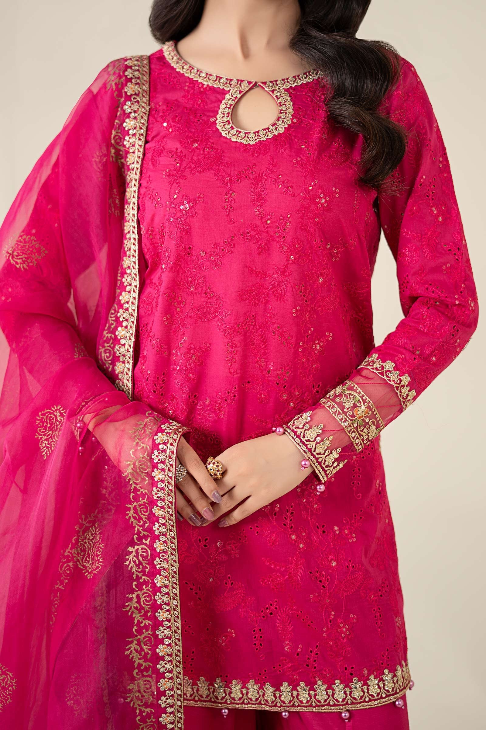 Maria B 3Pc Embroidered Lawn Suit DW-EA25-11 Pink gulbuy.com