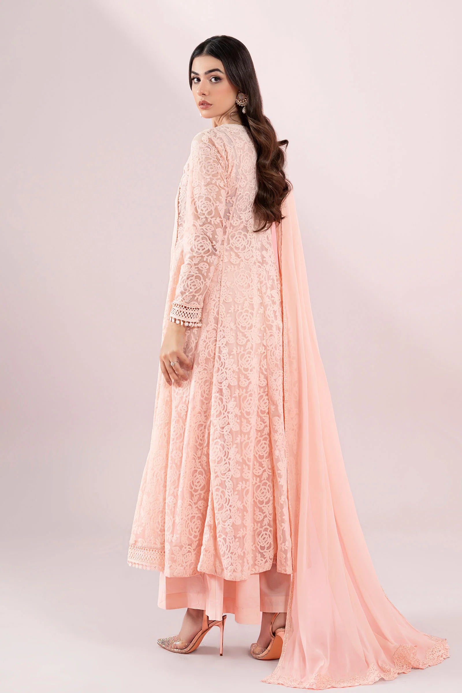 Maria B 3Pc Embroidered Net Suit DW-EA25-124 gulbuy.com