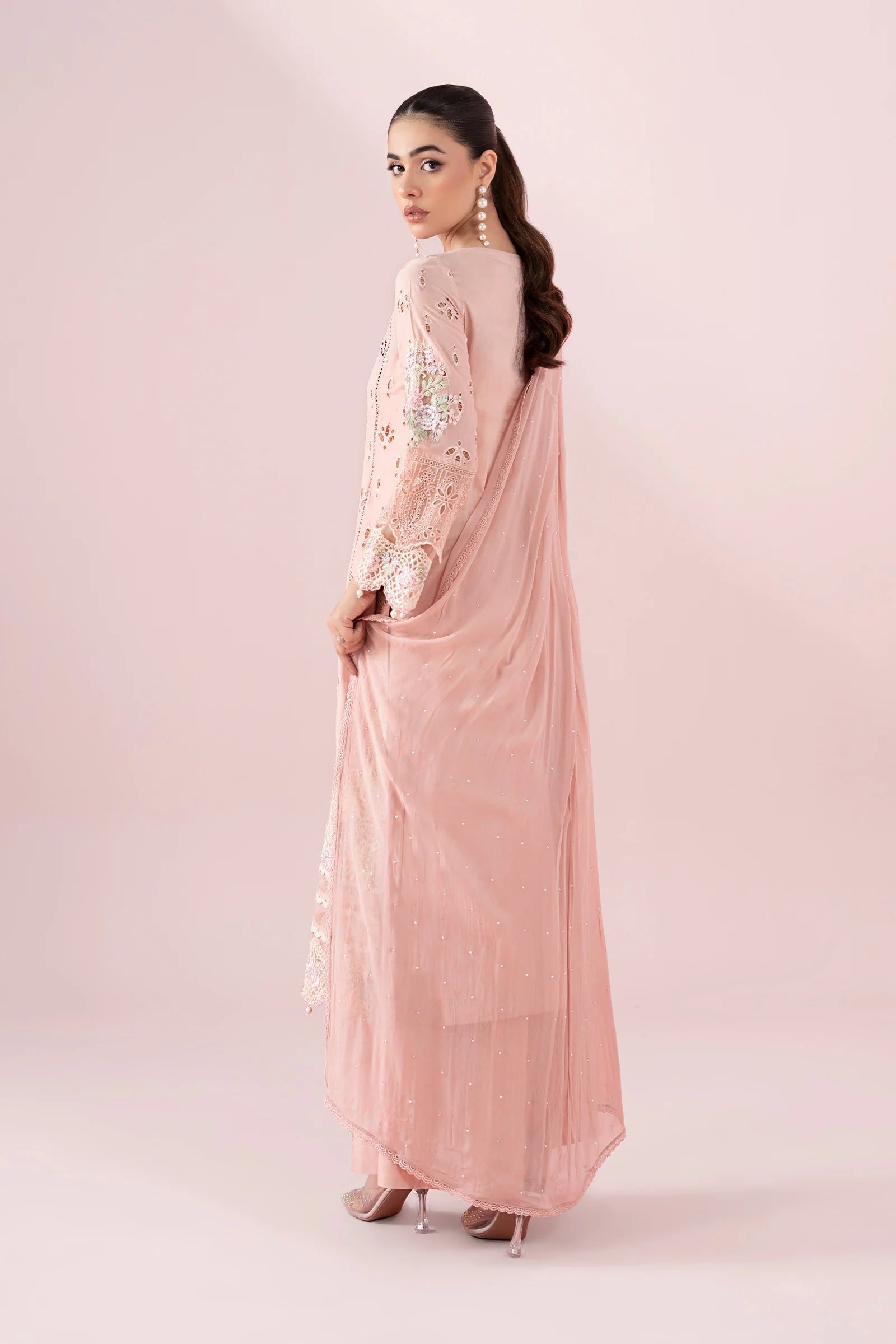 Maria B 3Pc Embroidered Law Suit DW-EA25-15 Peach gulbuy.com