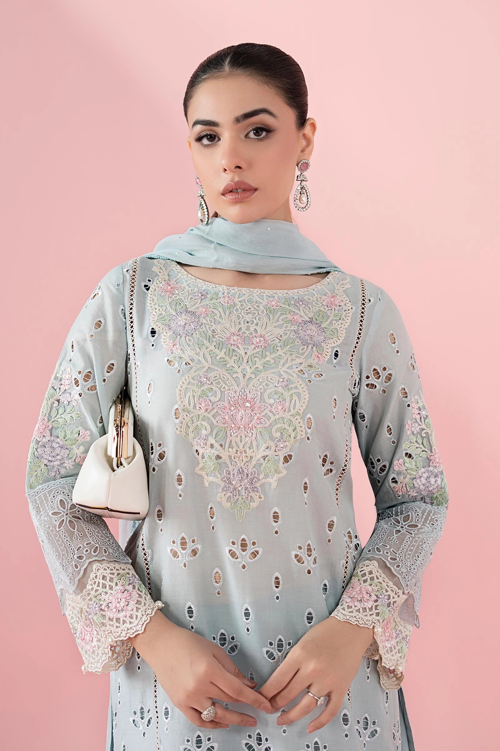 Maria B 3Pc Embroidered Law Suit DW-EA25-15 Blue gulbuy.com