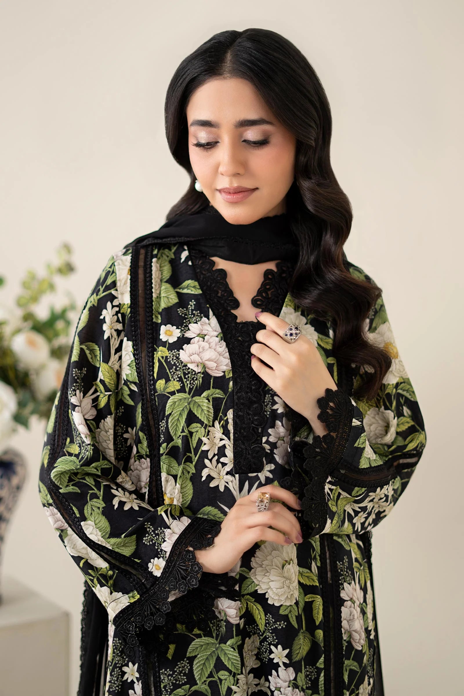 Maria B 3Pc Embroidered Raw Silk Suit DW-EA25-56 gulbuy.com