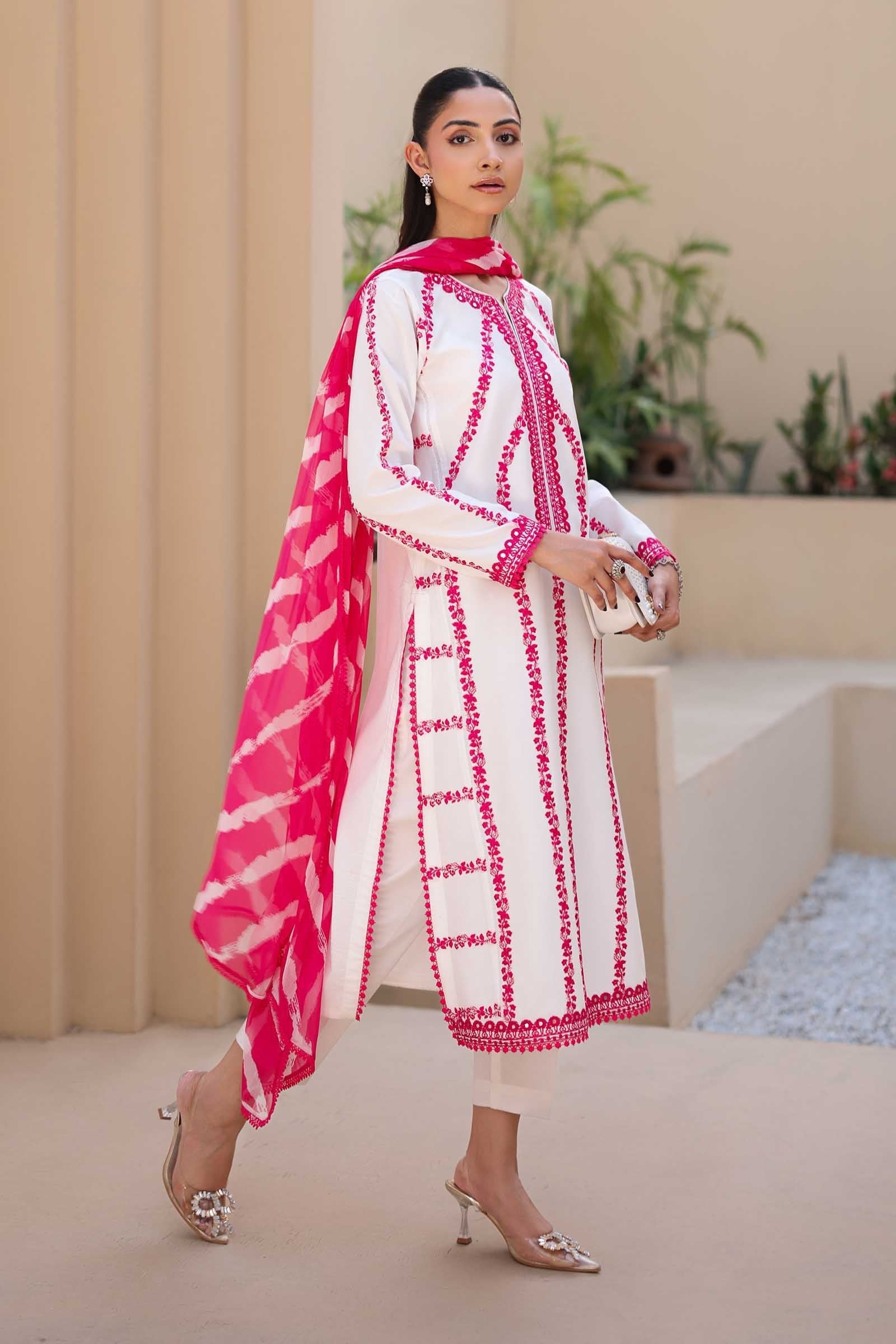 Maria B 3Pc Embroidered Lawn Suit DW-EA25-60 Pink gulbuy.com