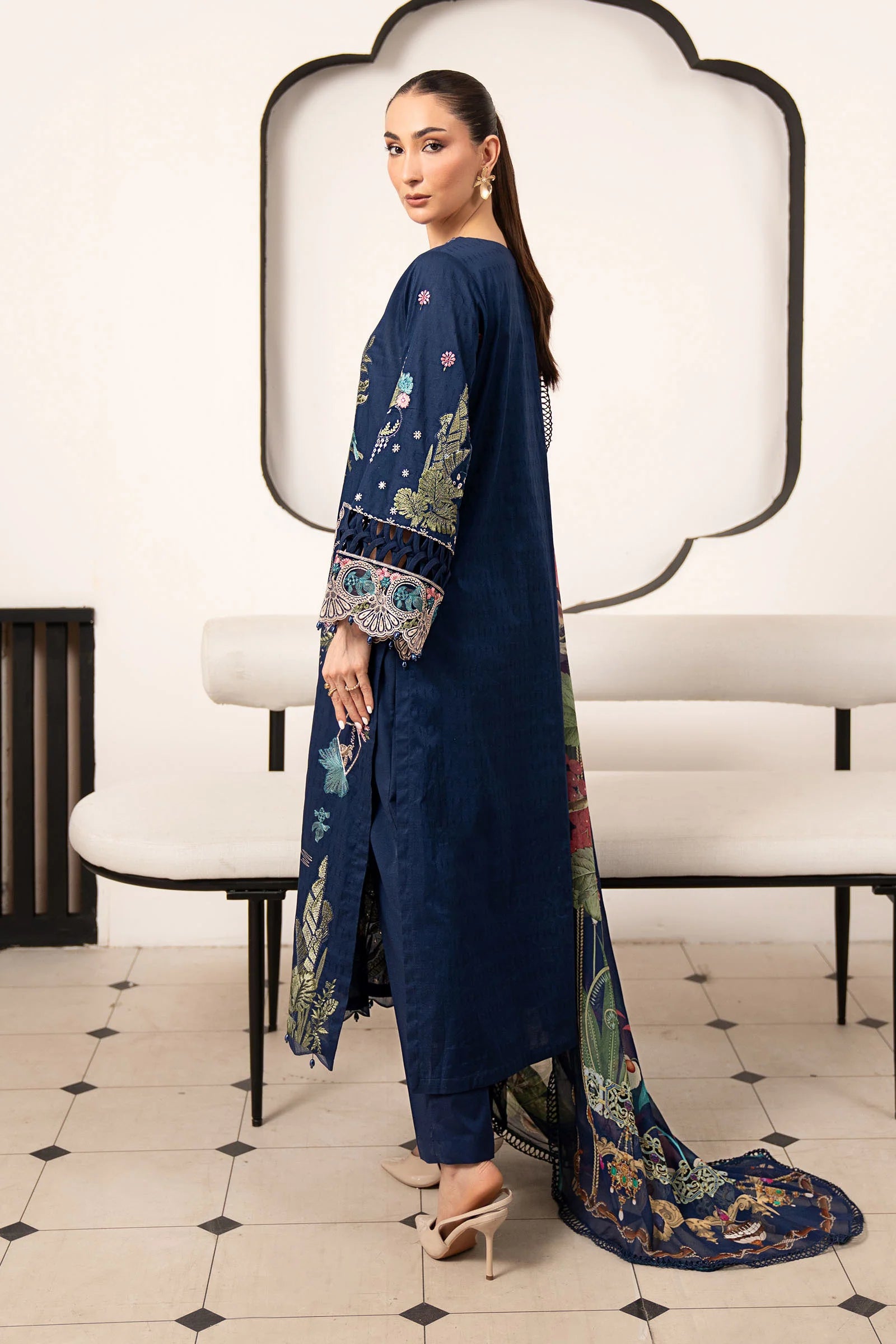 Maria B 3Pc Embroidered Lawn Suit DW-EA26-11-Blue