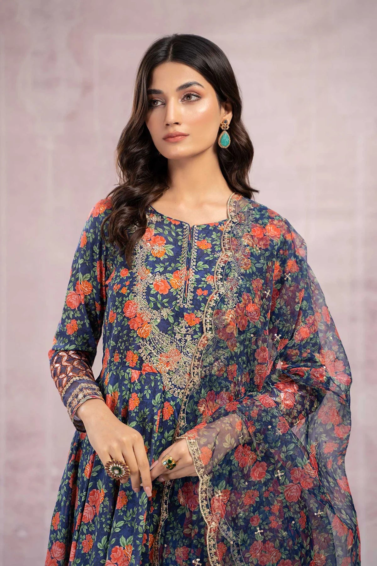Maria B 3Pc Embroidered Lawn Suit DW-EF23-47R1 gulbuy.com