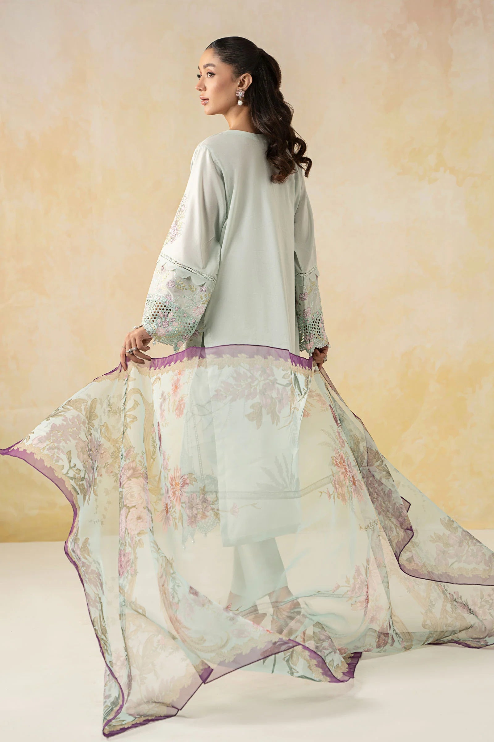 Maria B 3Pc Embroidered Lawn Suit DW-EF25-04 Sky Blue gulbuy.com