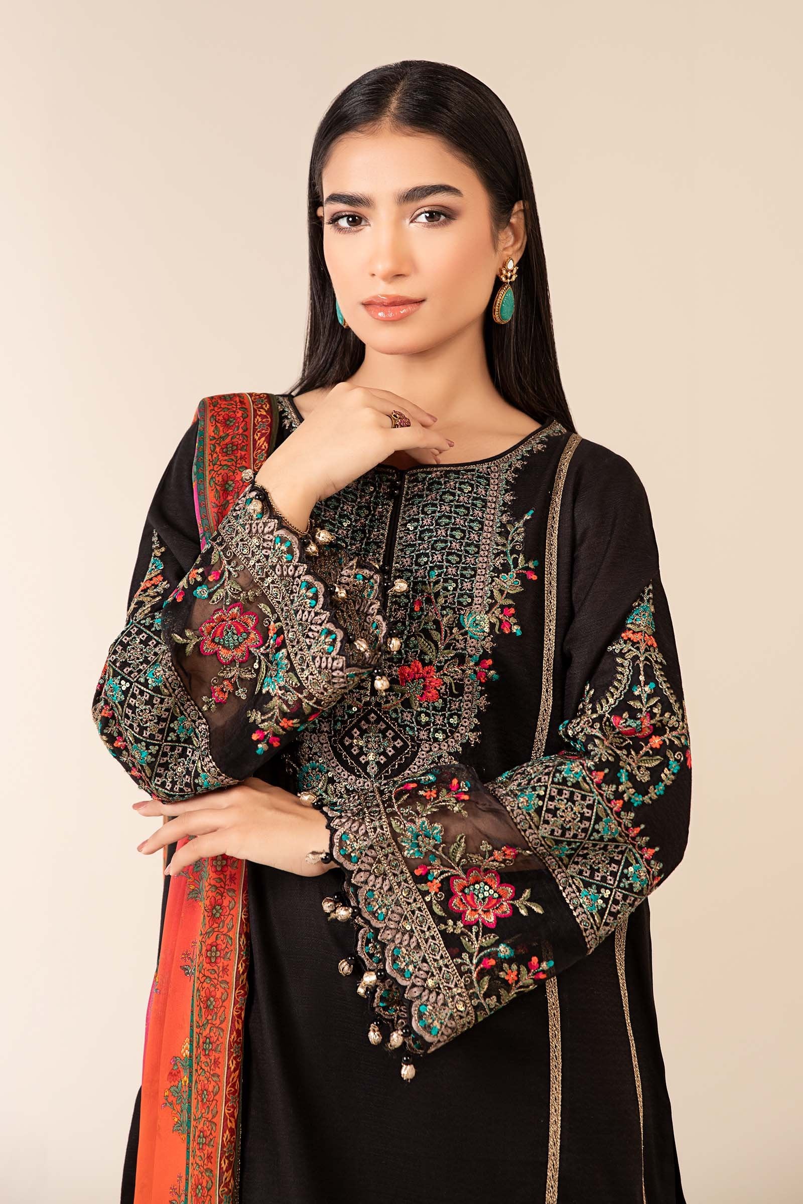 Maria B 3Pc Embroidered Dobby Suit DW-EF25-06 gulbuy.com